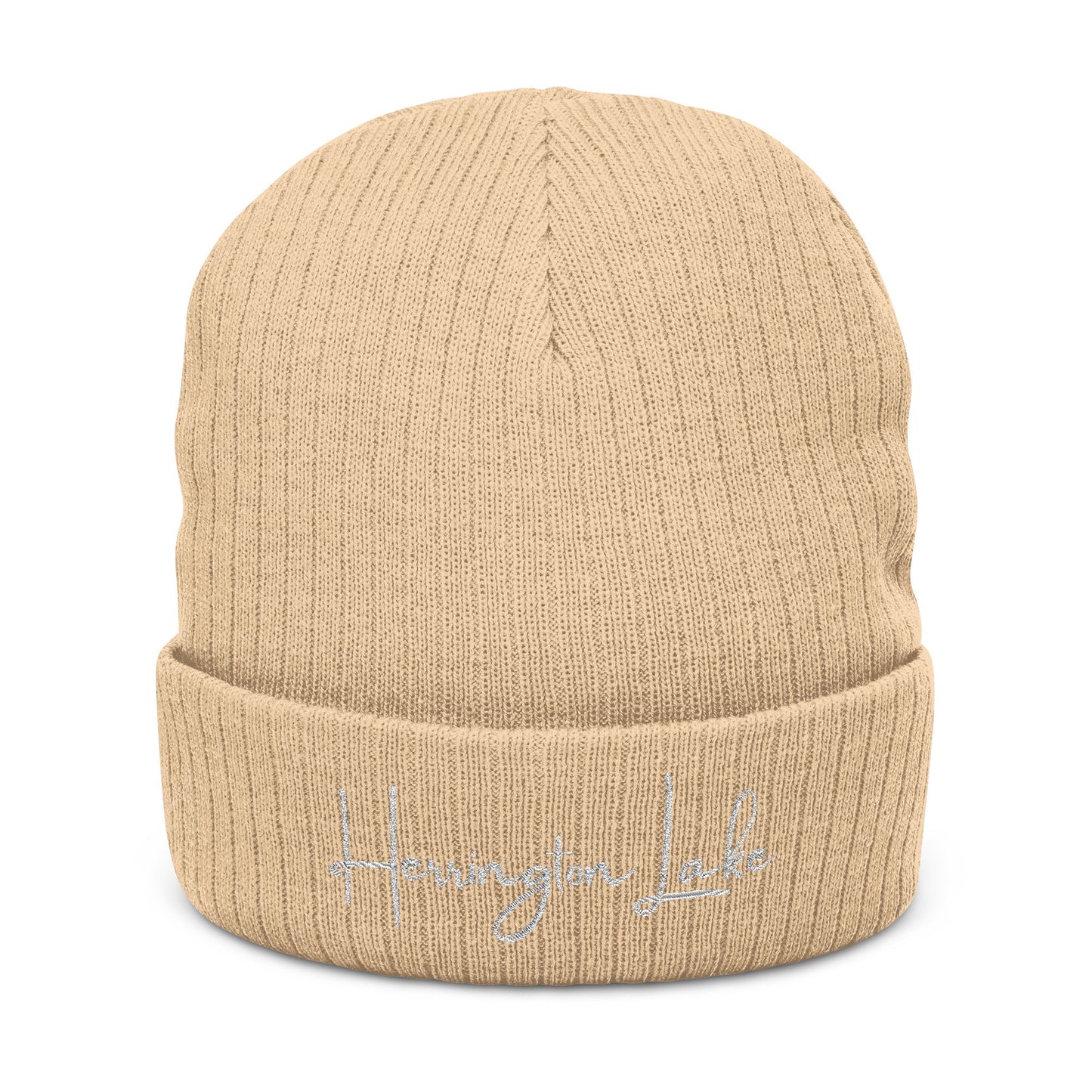 Embroidered Herrington Lake Scipt Logo Ribbed Knit Beanie