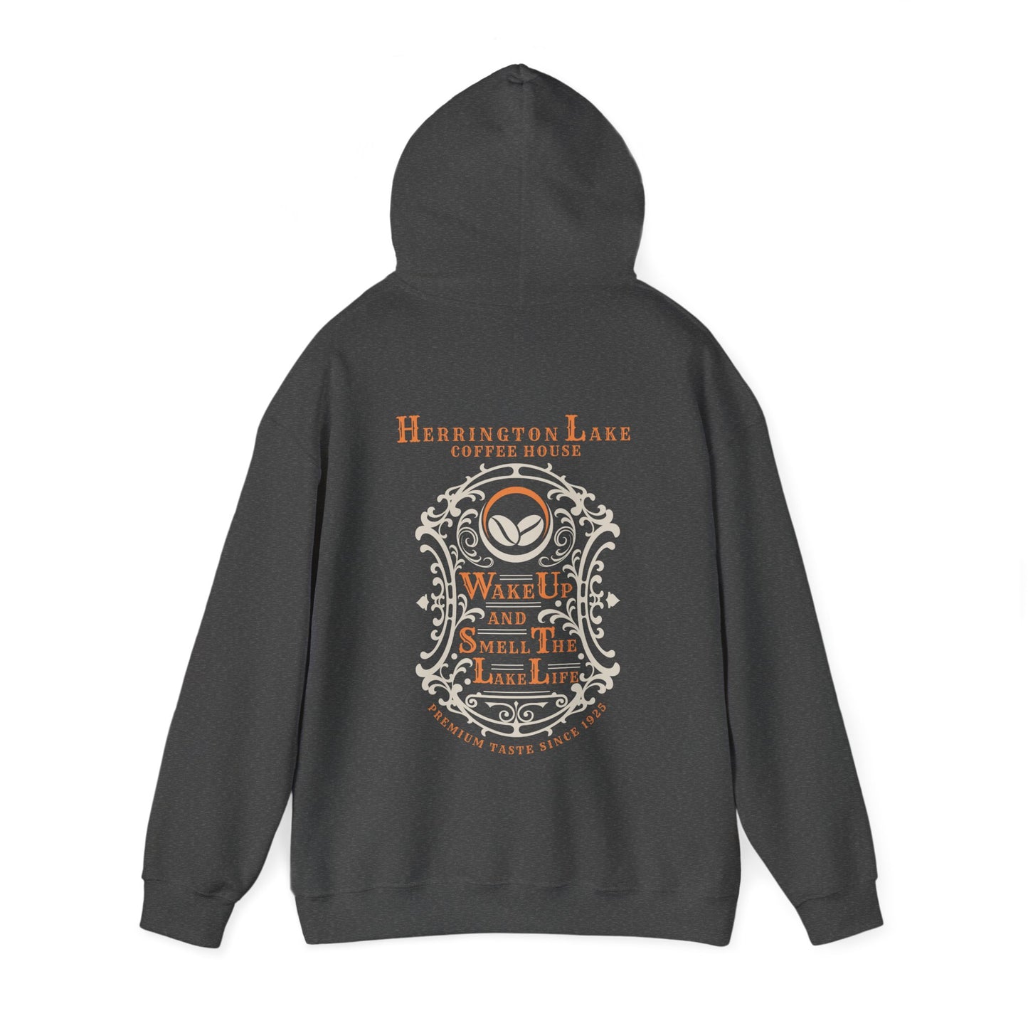 "Wake Up And Smell The Lake Life" Coffee House Collection Double-Sided Print Heavy Blend™ Hooded Sweatshirt