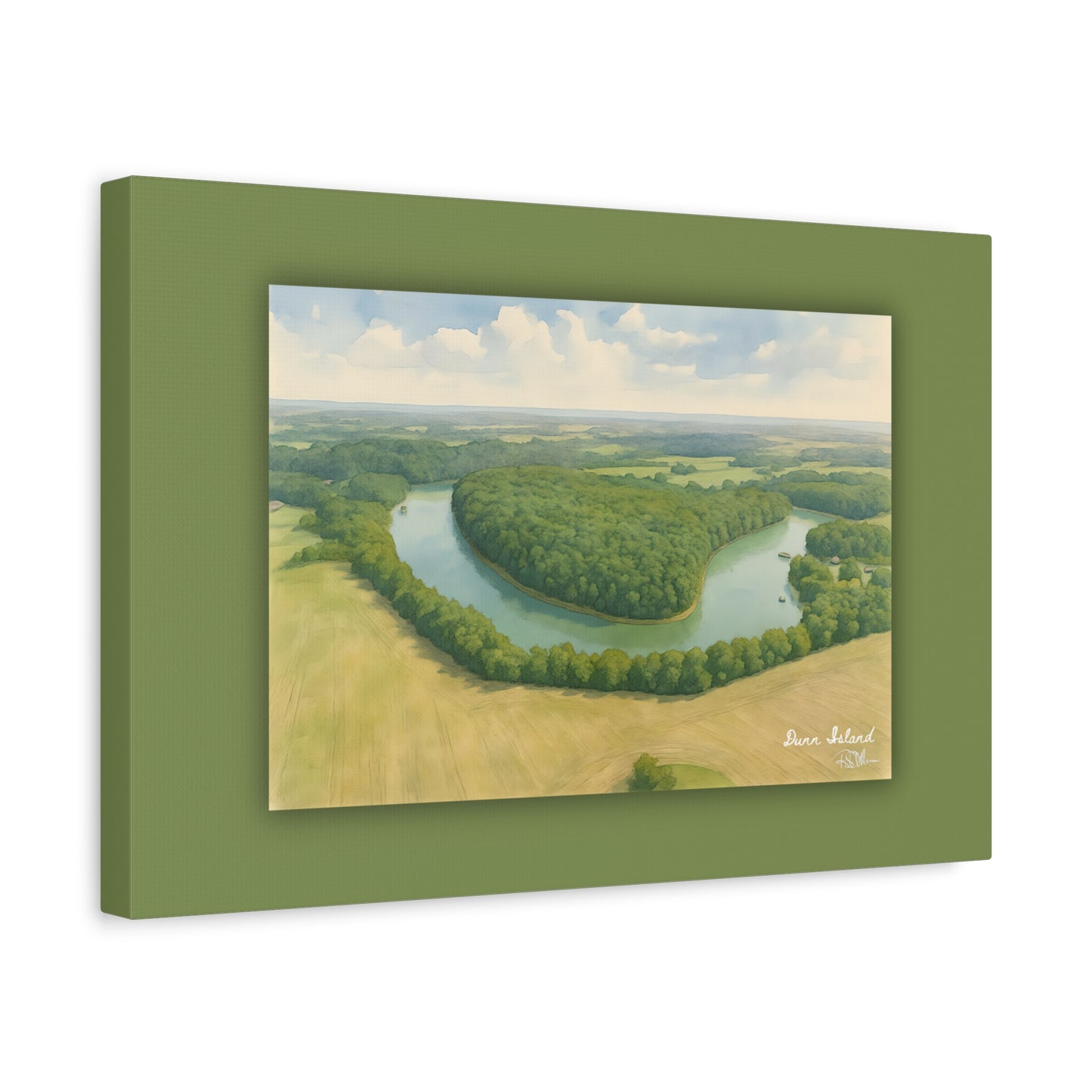 Dunn Island: Heart of Herrington Watercolor Printed on Matte Canvas, Stretched, 1.25"