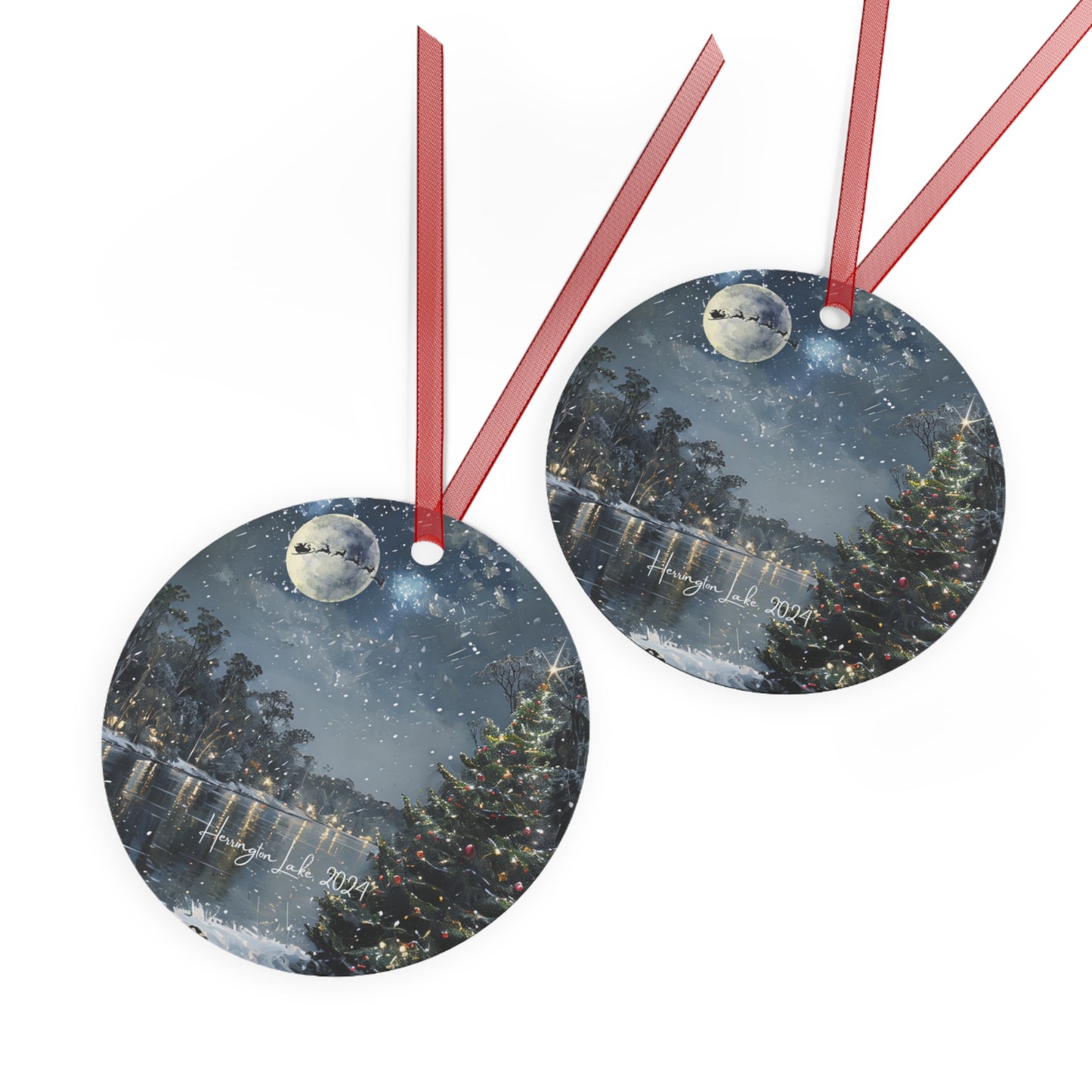 "Santa's Night Over Herrington" 2024 Collectible Metal Christmas Tree Ornaments