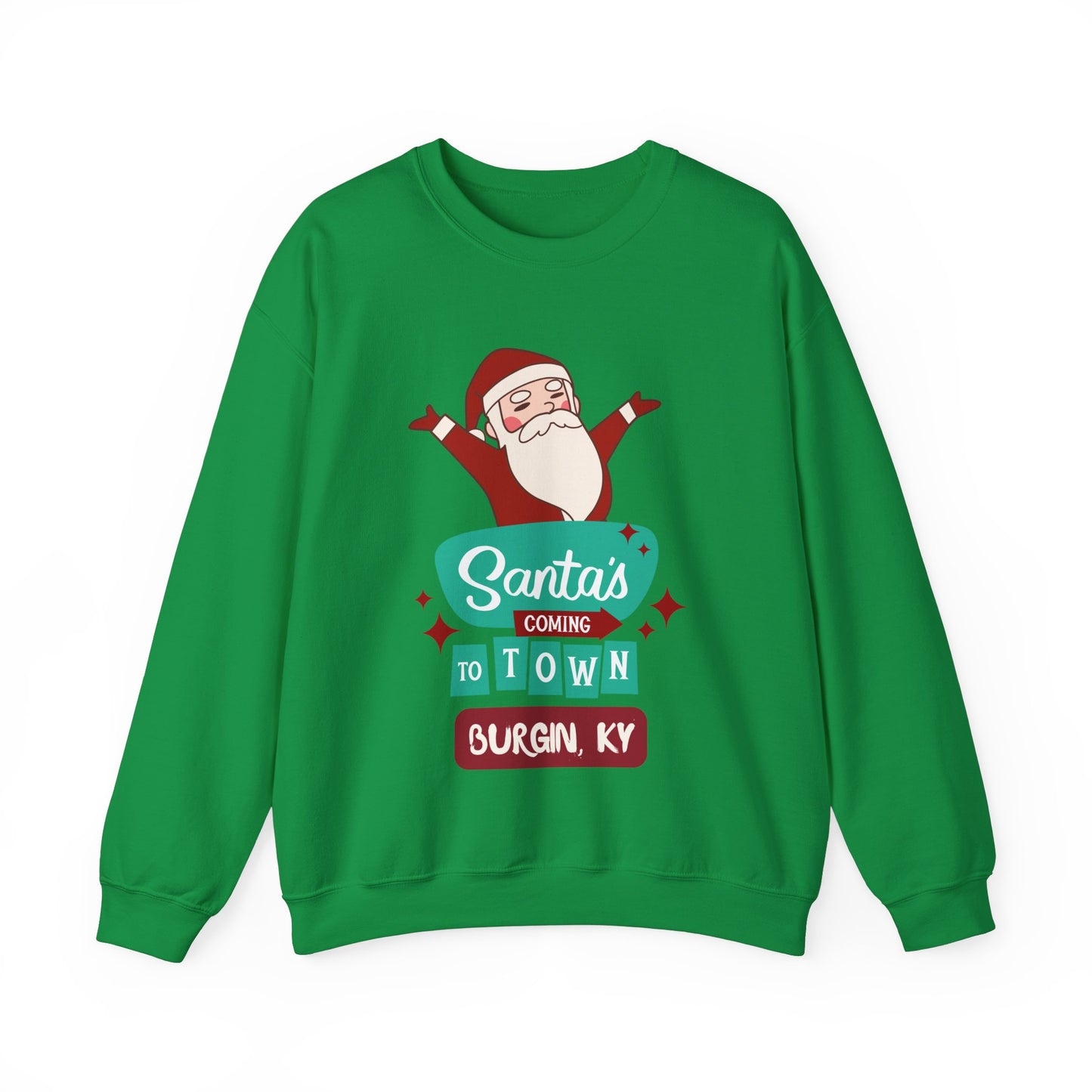 Santa is Coming to Burgin KY Heavy Blend™ Crewneck Sweatshirt