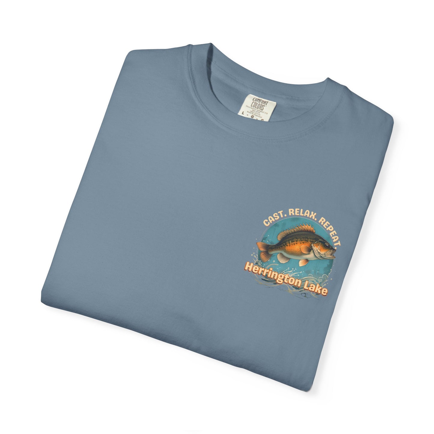 Cast. Relax. Repeat. Herrington Lake Double-Sided Premium Garment-Dyed Comfort Colors TShirt