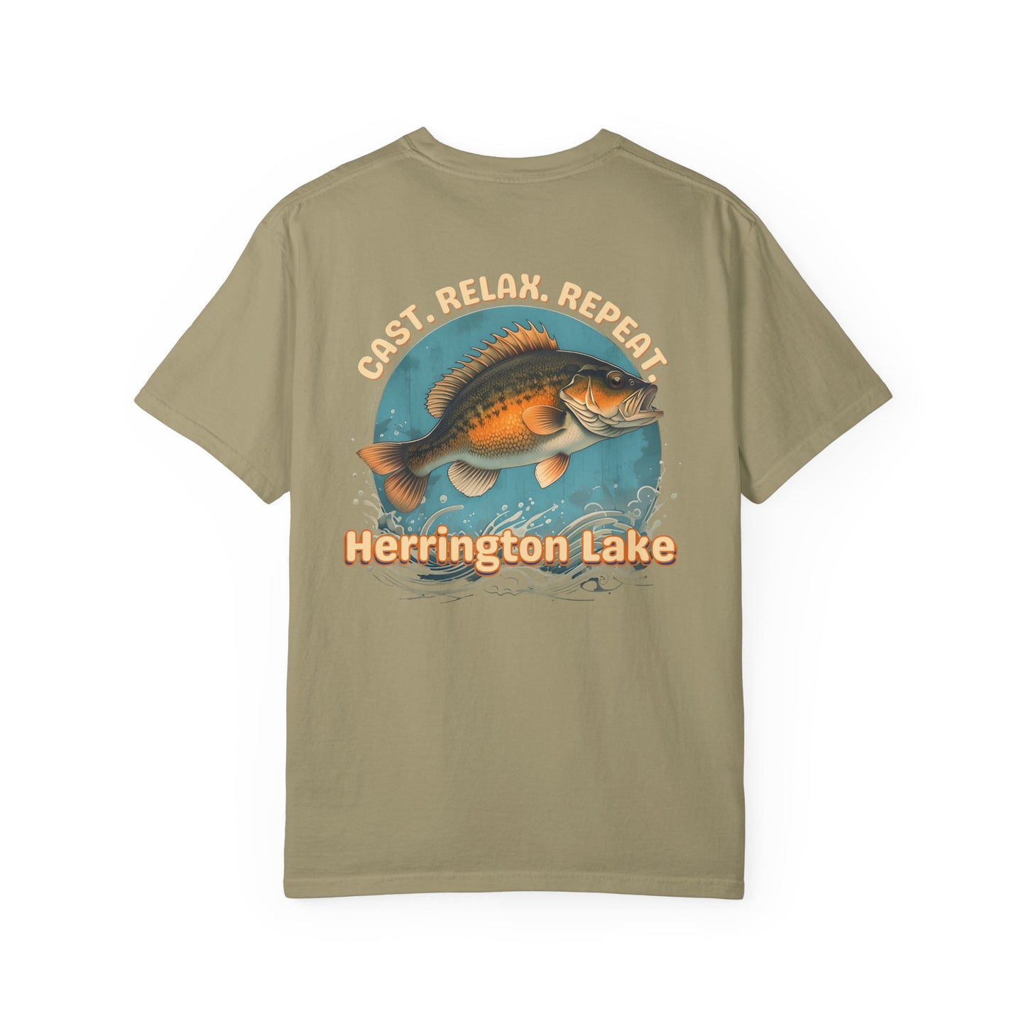 Cast. Relax. Repeat. Herrington Lake Double-Sided Premium Garment-Dyed Comfort Colors TShirt
