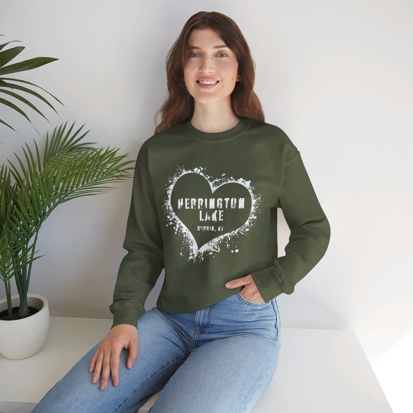 Herrington Lake Heart & Hometown Unisex Heavy Blend™ Crewneck Sweatshirt (Burgin, KY)