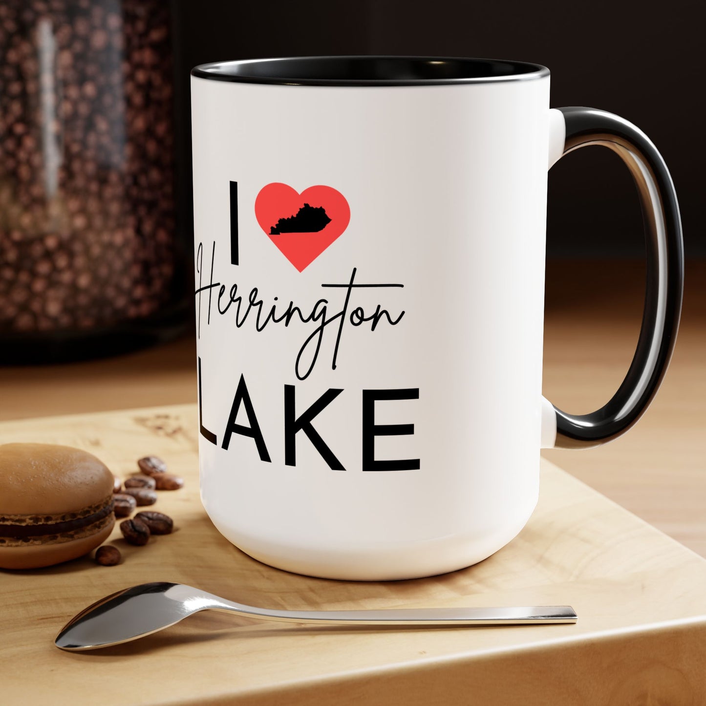 I ❤️ Herrington Lake Two-Tone Biggie Coffee Mugs, 15oz