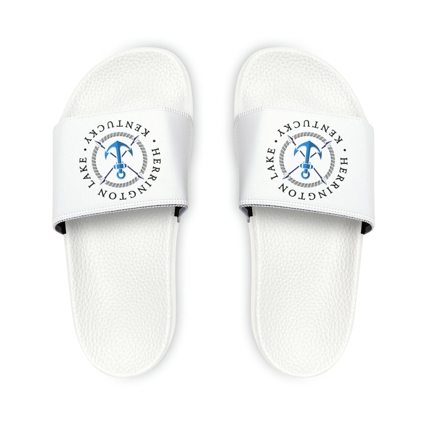 Women's HLKY Blue Anchor Slide Sandals, White