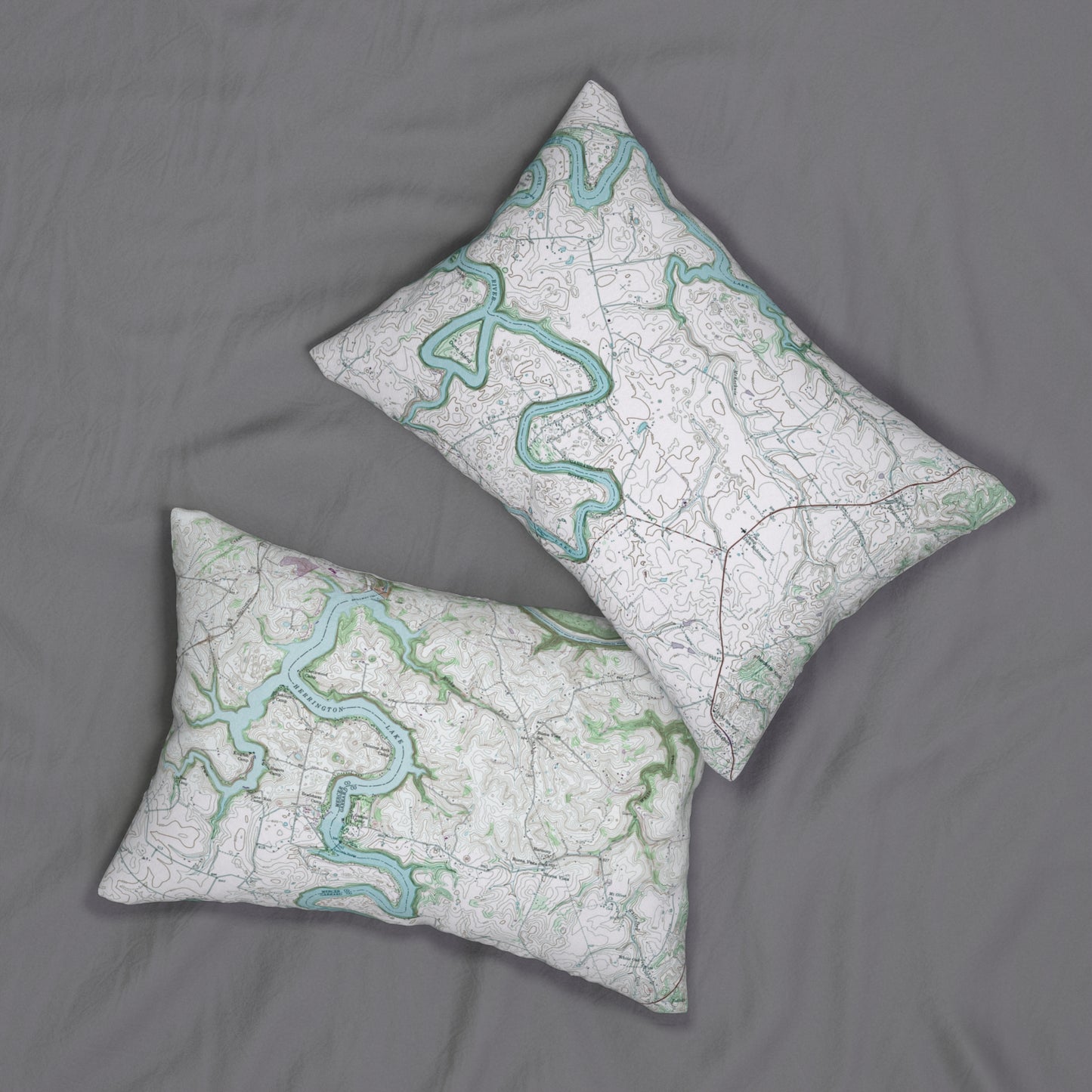 1952 USGS Topographic Map Lumbar Pillow (Blue/Green)