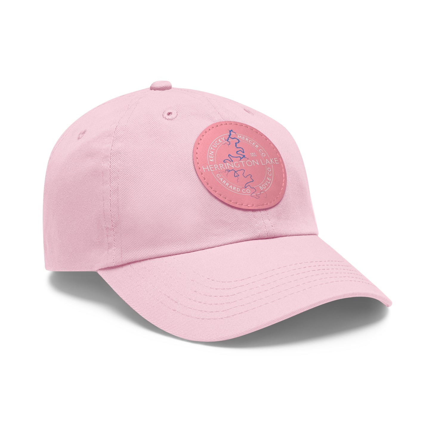 The "Classic" Herrington Lake and County Dad Hat with Leather Patch (Round)