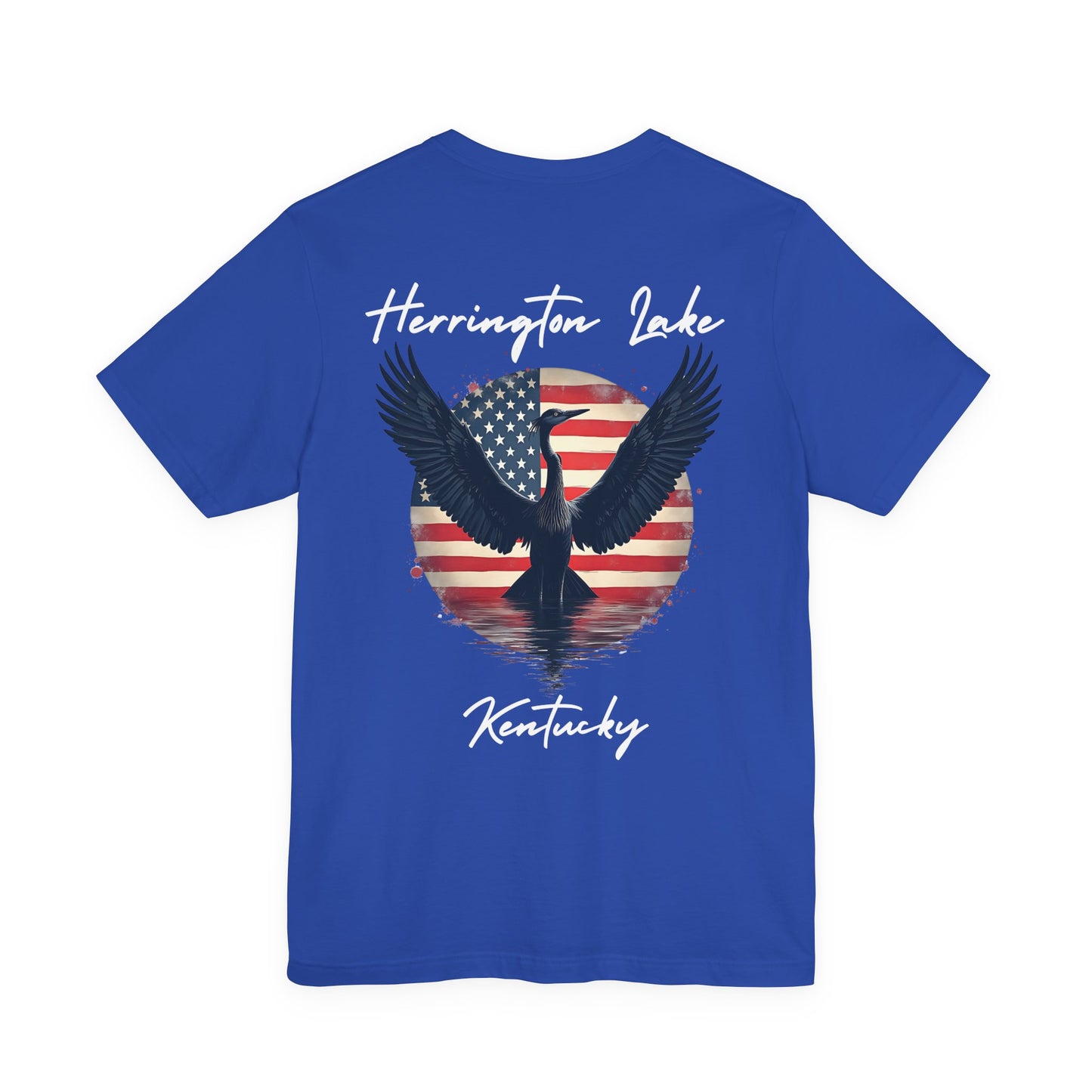 "Liberty Heron" Herrington Lake Patriots Collection Double-Sided Print Unisex Jersey Knit Cotton Short Sleeve Tee