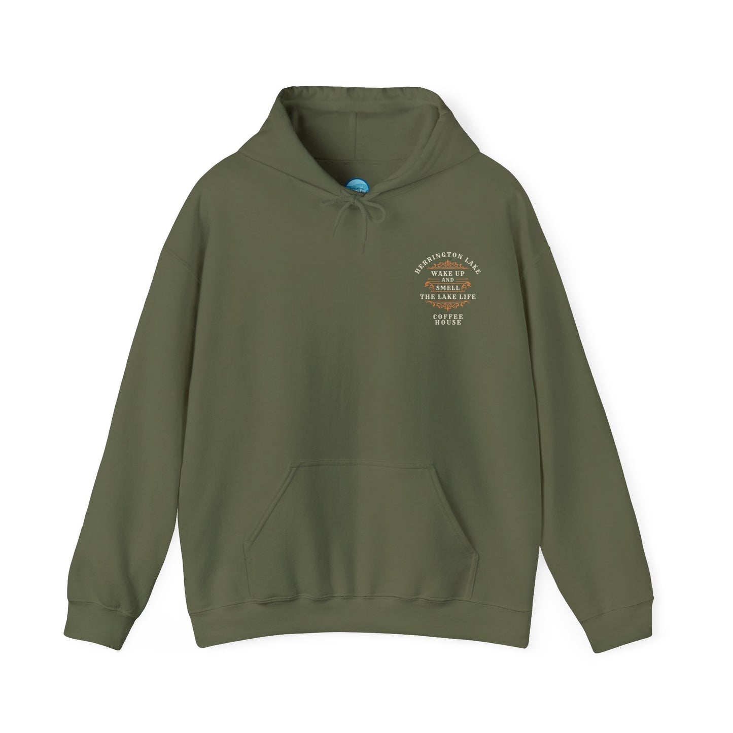 "Wake Up And Smell The Lake Life" Coffee House Collection Double-Sided Print Heavy Blend™ Hooded Sweatshirt