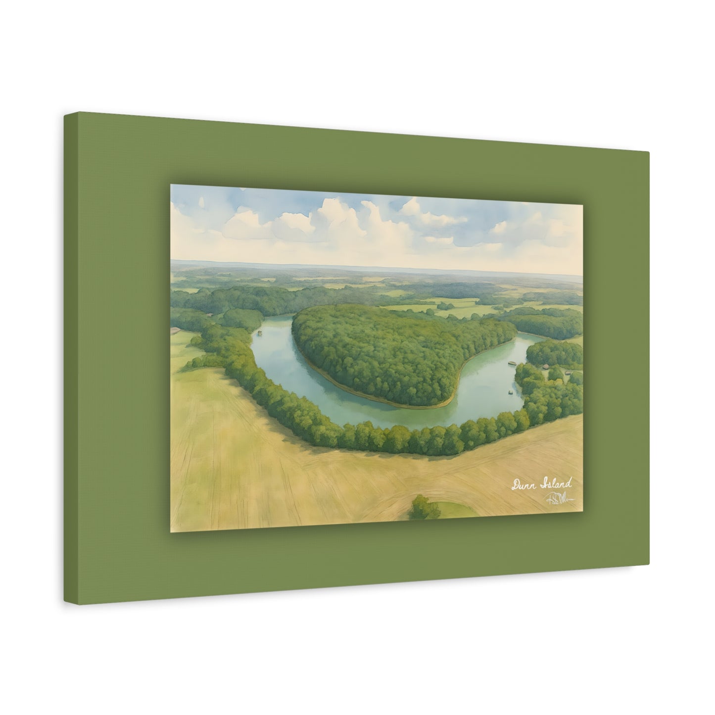 Dunn Island: Heart of Herrington Watercolor Printed on Matte Canvas, Stretched, 1.25"