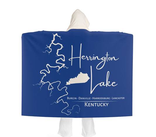 Herrington Lake "Classic" Lake Outline Hooded Sherpa Fleece Blanket