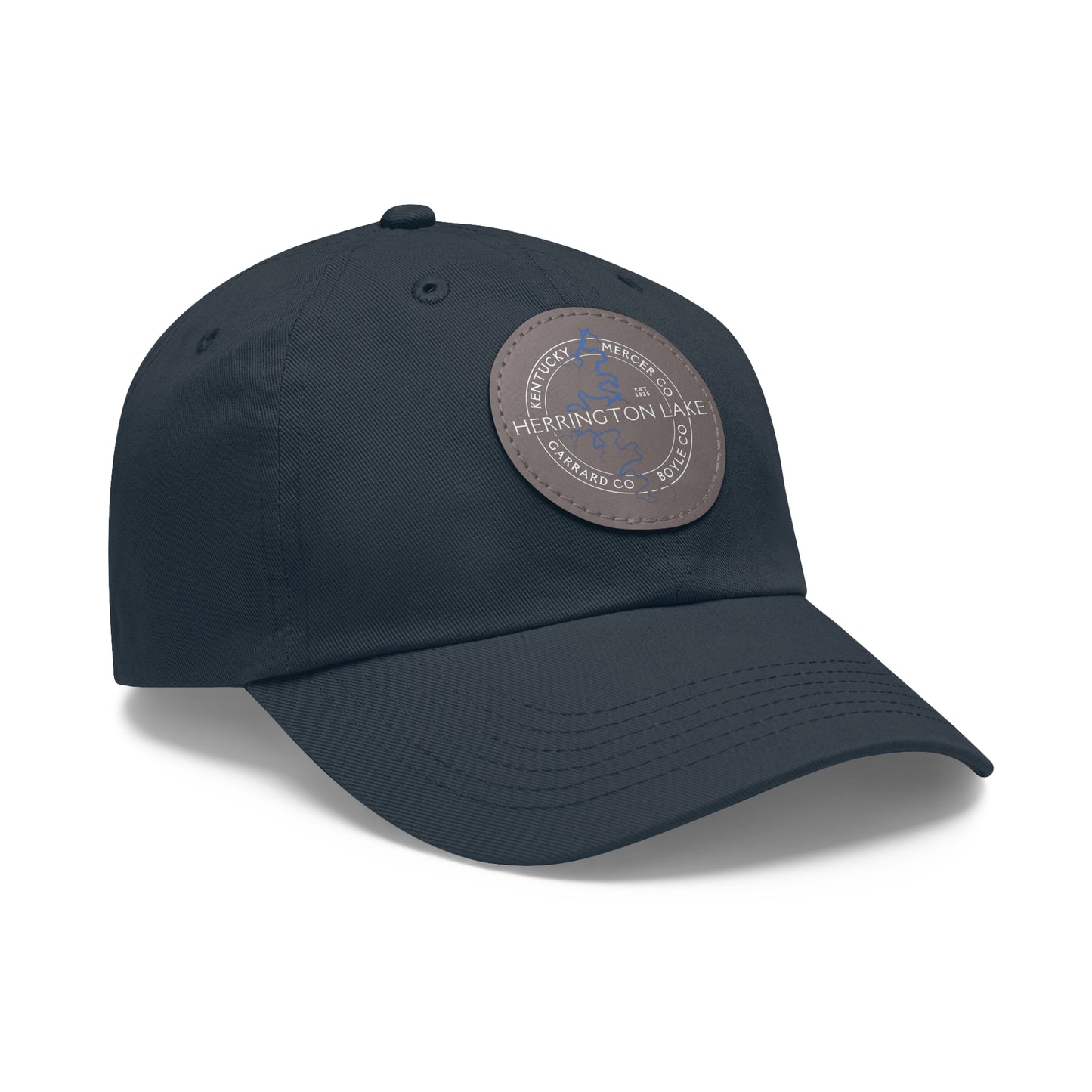The "Classic" Herrington Lake and County Dad Hat with Leather Patch (Round)
