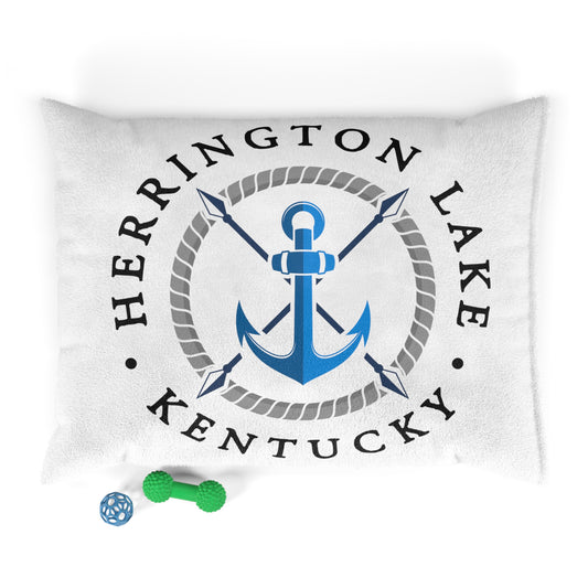 Herrington Lake Blue Anchor Pet Bed, White