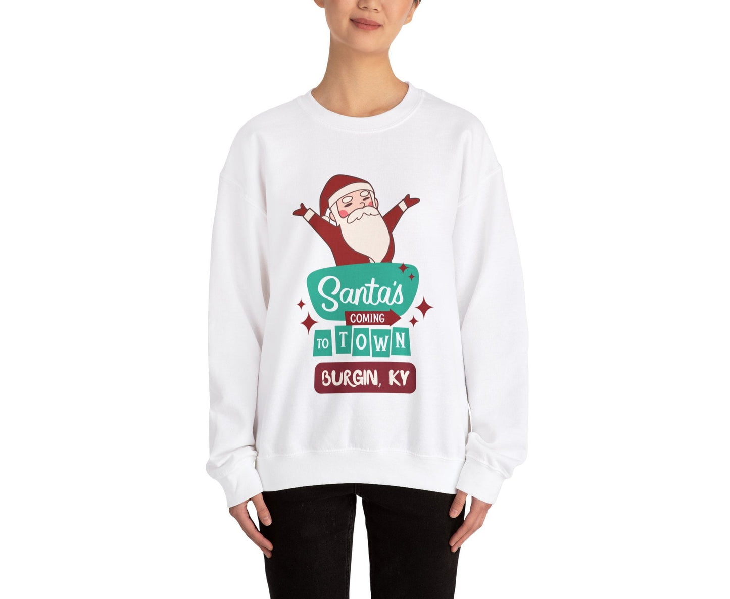 Santa is Coming to Burgin KY Heavy Blend™ Crewneck Sweatshirt