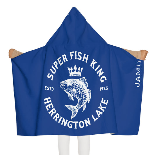 Custom Personalized Super Fish King Youth Hooded Towel