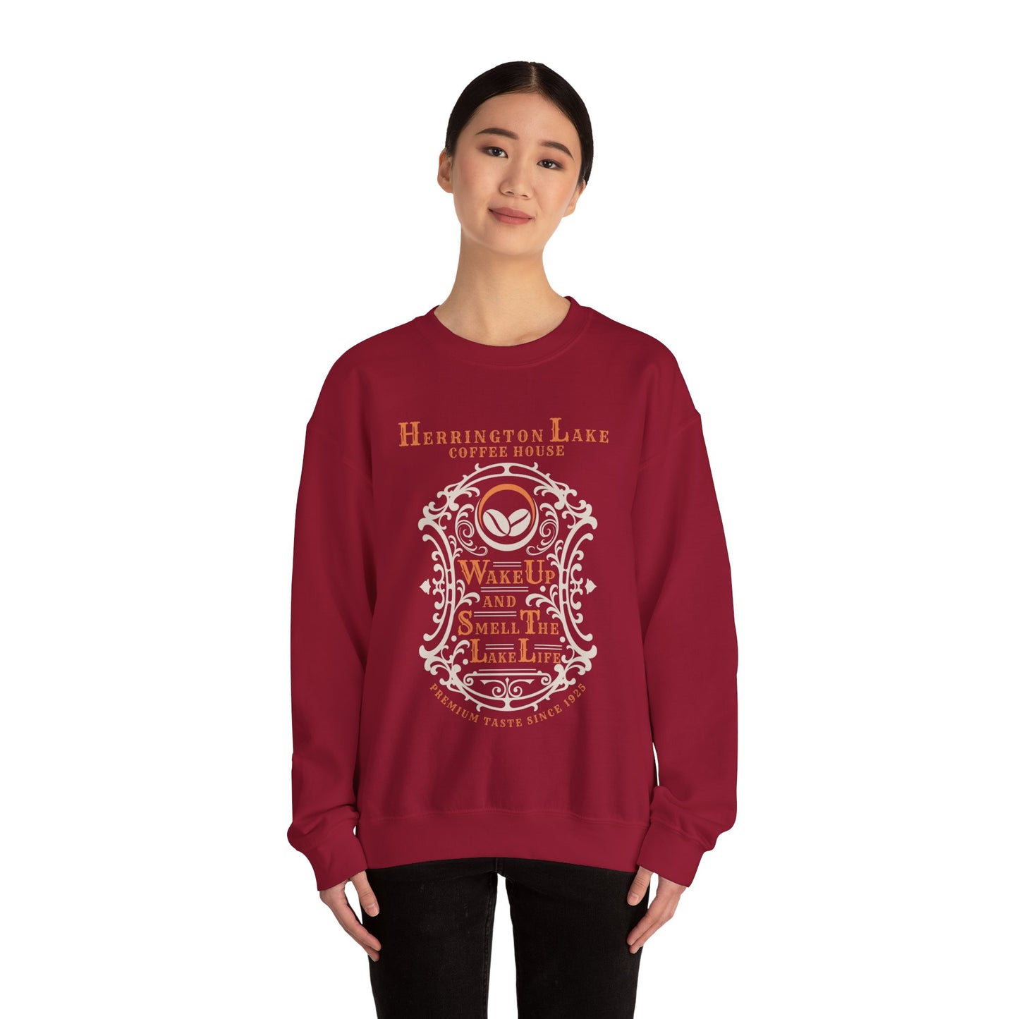 "Wake Up and Smell The Lake Life" Coffee House Collection Unisex Heavy Blend™ Crewneck Sweatshirt