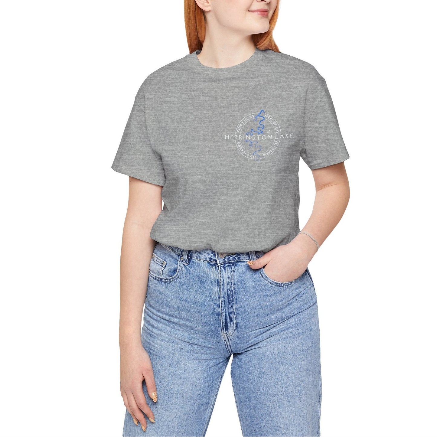 "The Classic" Herrington Lake and County Double-Sided Print Unisex Jersey Knit Cotton Short Sleeve Tee