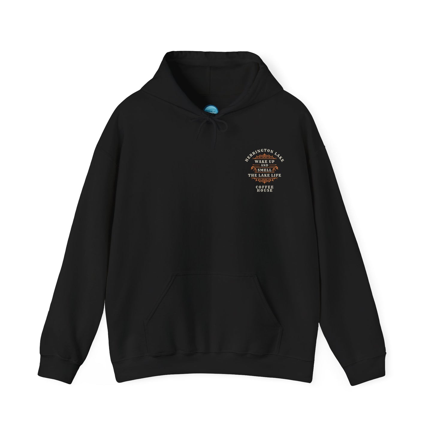 "Wake Up And Smell The Lake Life" Coffee House Collection Double-Sided Print Heavy Blend™ Hooded Sweatshirt