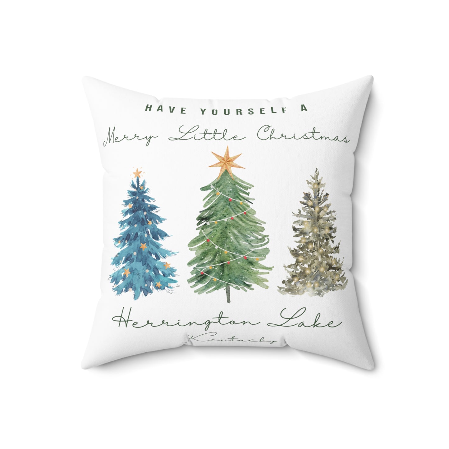 "Have Yourself A Merry Little Christmas”" Spun Polyester Square Accent Pillow (White)