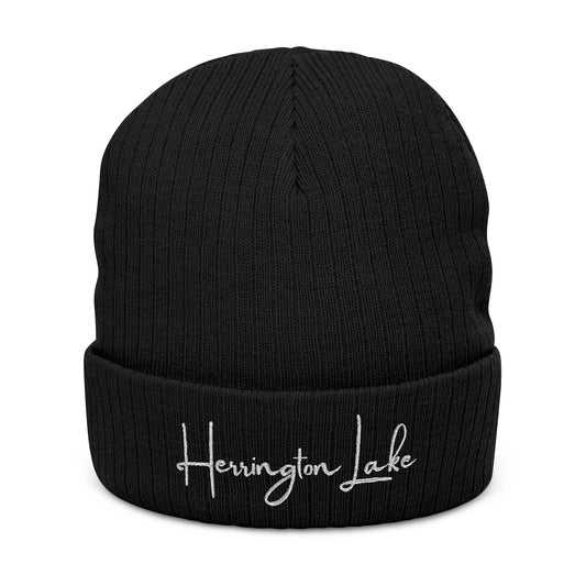 Embroidered Herrington Lake Scipt Logo Ribbed Knit Beanie