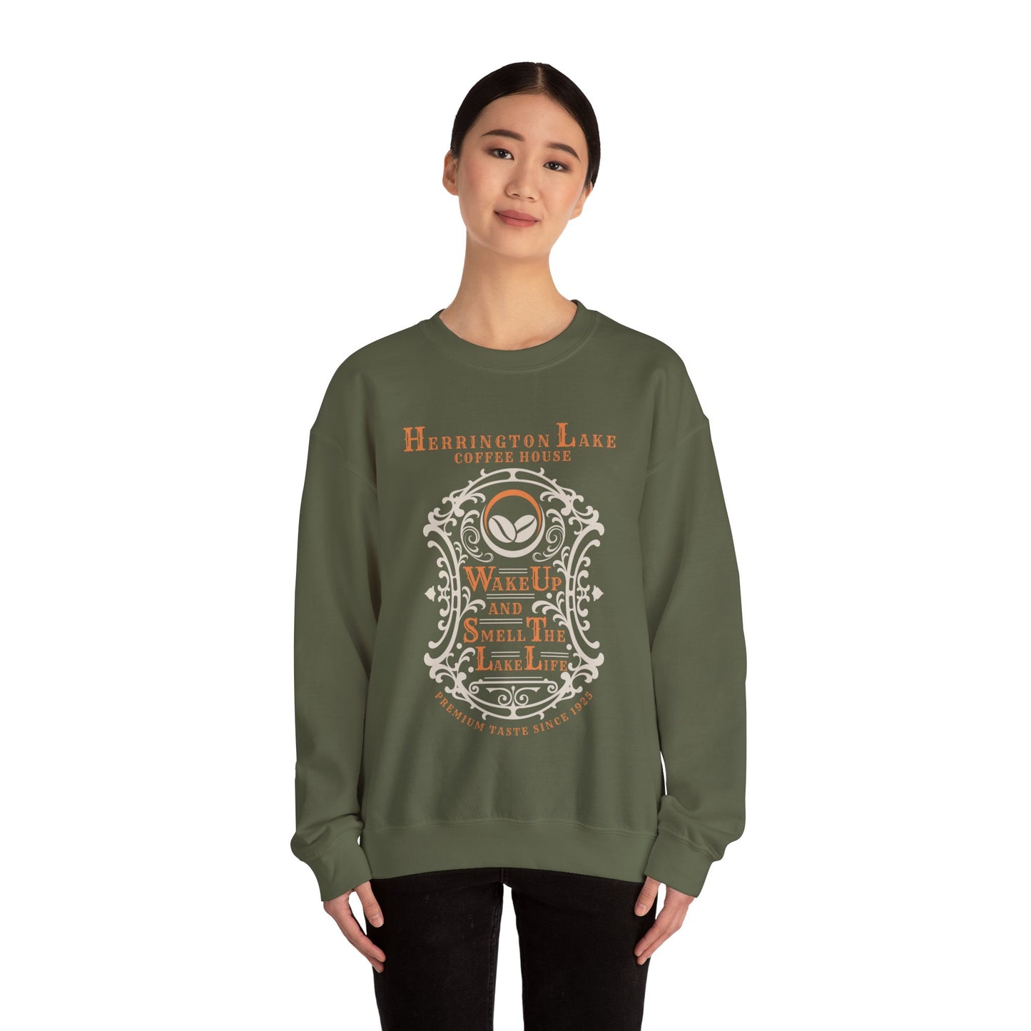 "Wake Up and Smell The Lake Life" Coffee House Collection Unisex Heavy Blend™ Crewneck Sweatshirt