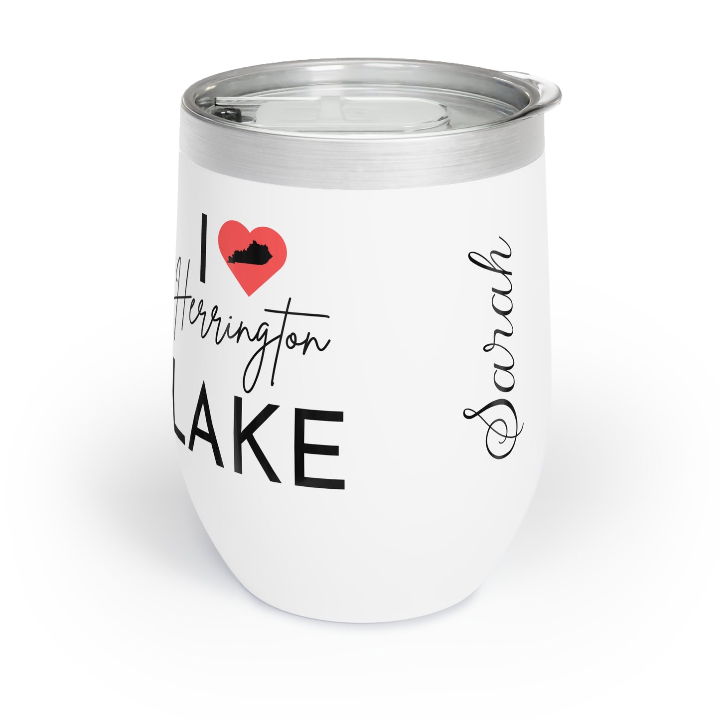 Customized Name I ❤️ Herrington Lake Chill Wine Tumbler