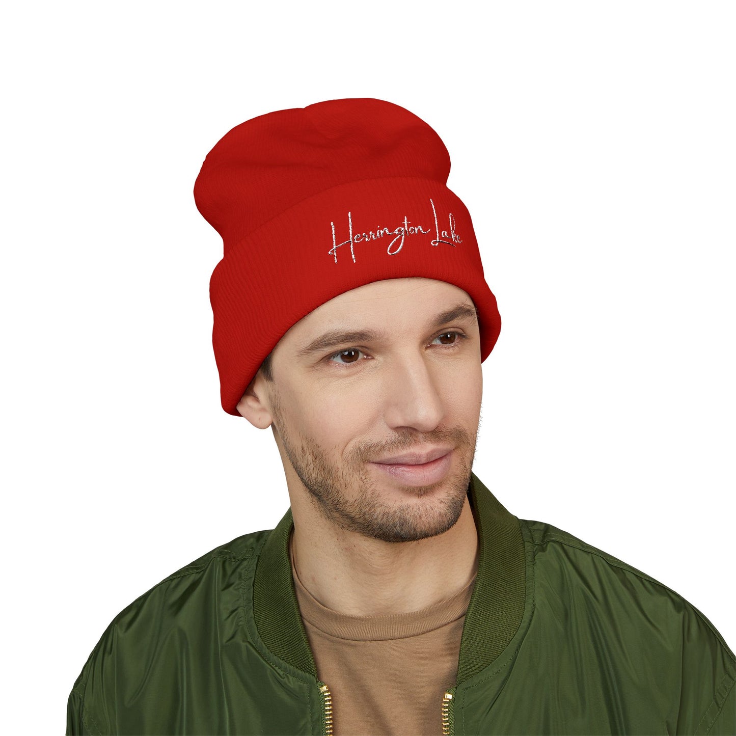 Embroidered Herrington Lake Script Logo Classic Cuffed Beanie