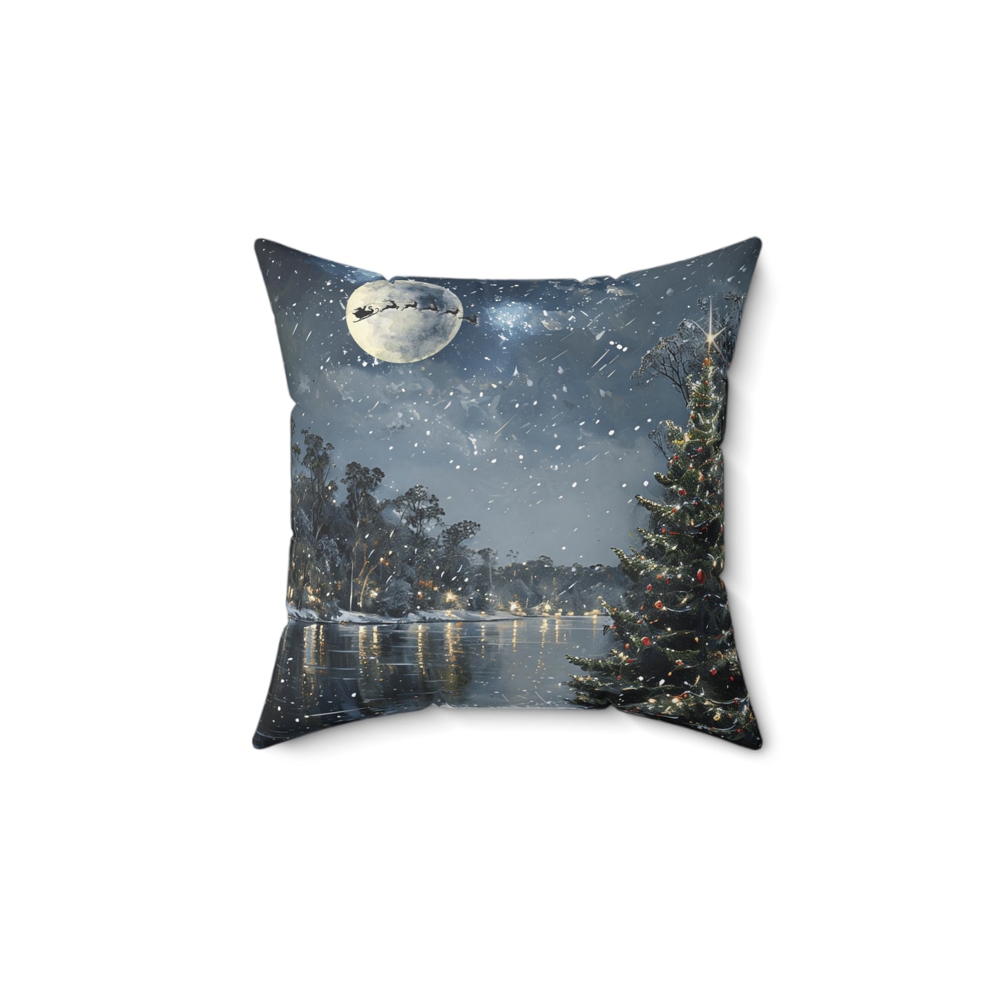 "Santa Over Herrington" Spun Polyester Square Accent Pillow
