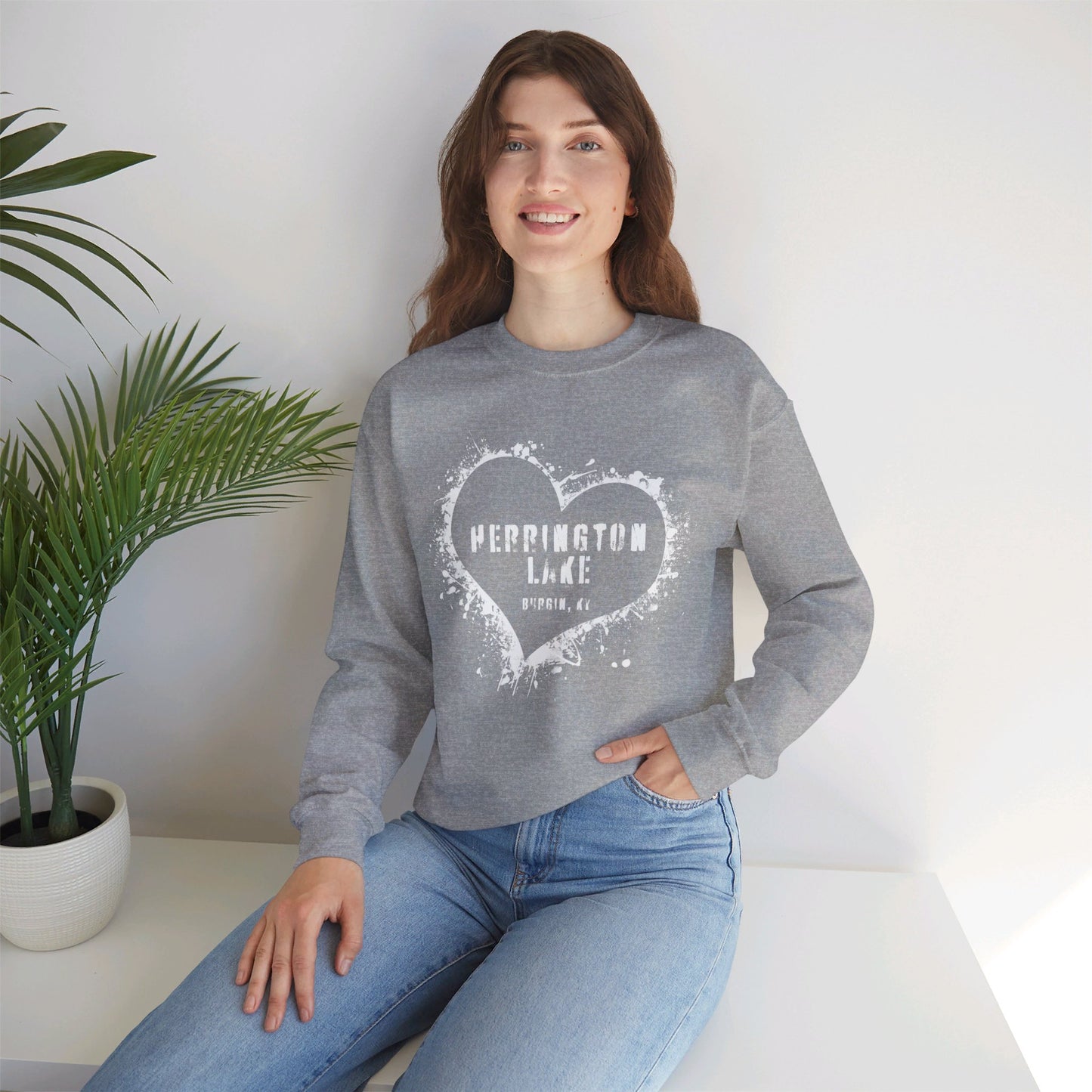 Herrington Lake Heart & Hometown Unisex Heavy Blend™ Crewneck Sweatshirt (Burgin, KY)