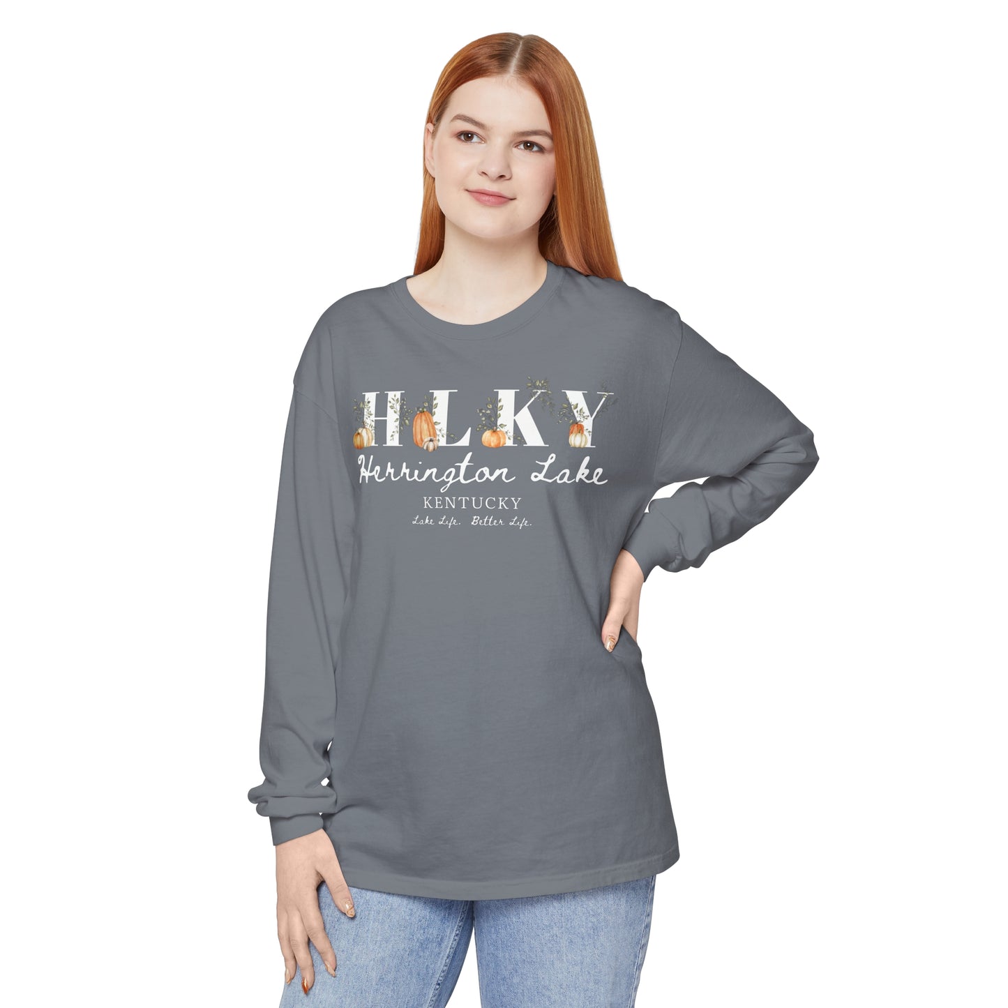 Fall Pumpkin HLKY Collection Garment-Dyed Premium Comfort Colors™ Long Sleeve T-Shirt