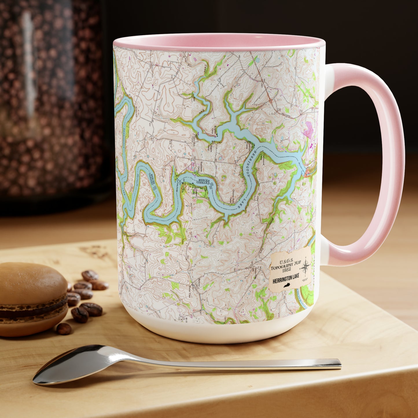 1952 Full USGS Herrington Lake Topography Map Biggie Coffee Mugs, 15oz