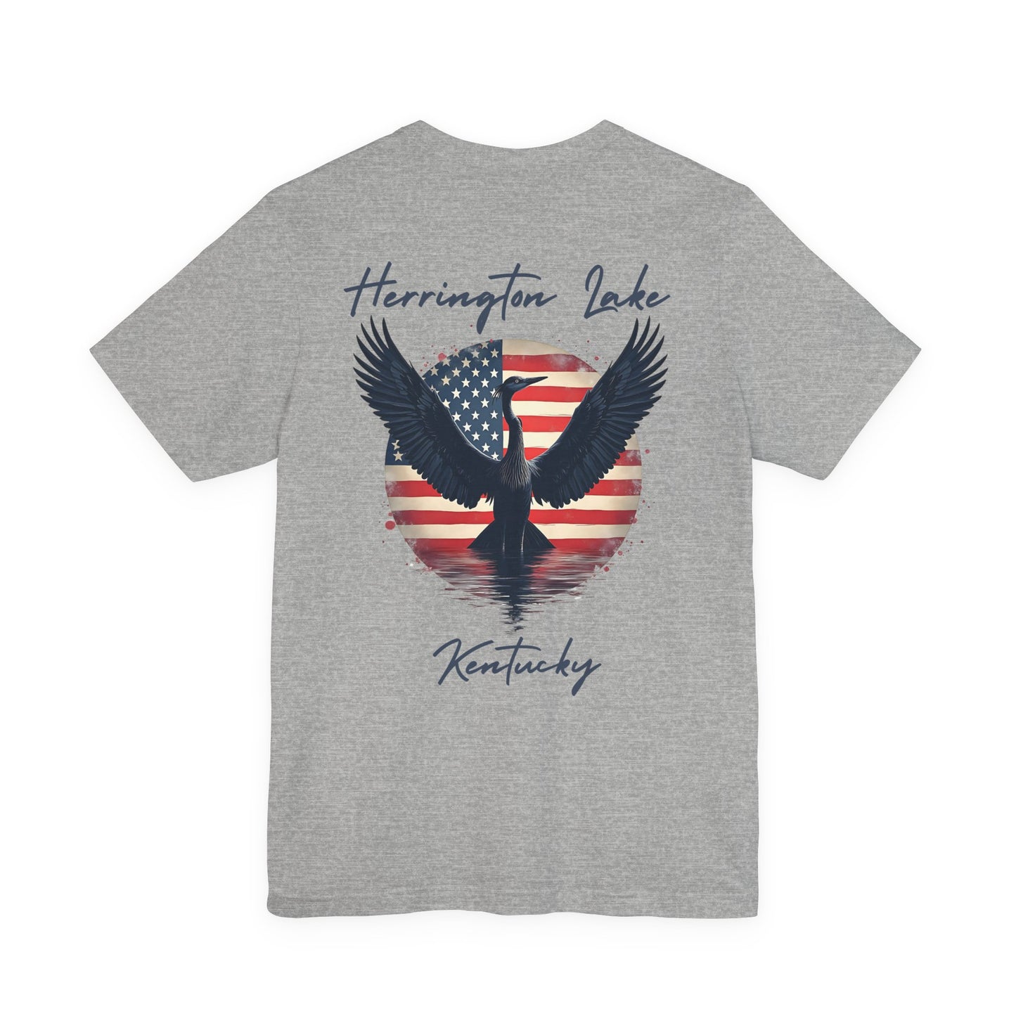 "Liberty Heron" Herrington Lake Patriots Collection Double-Sided Print Unisex Jersey Knit Cotton Short Sleeve Tee