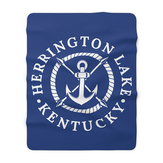 Herrington Lake White Anchor Sherpa Fleece Blanket - Blue