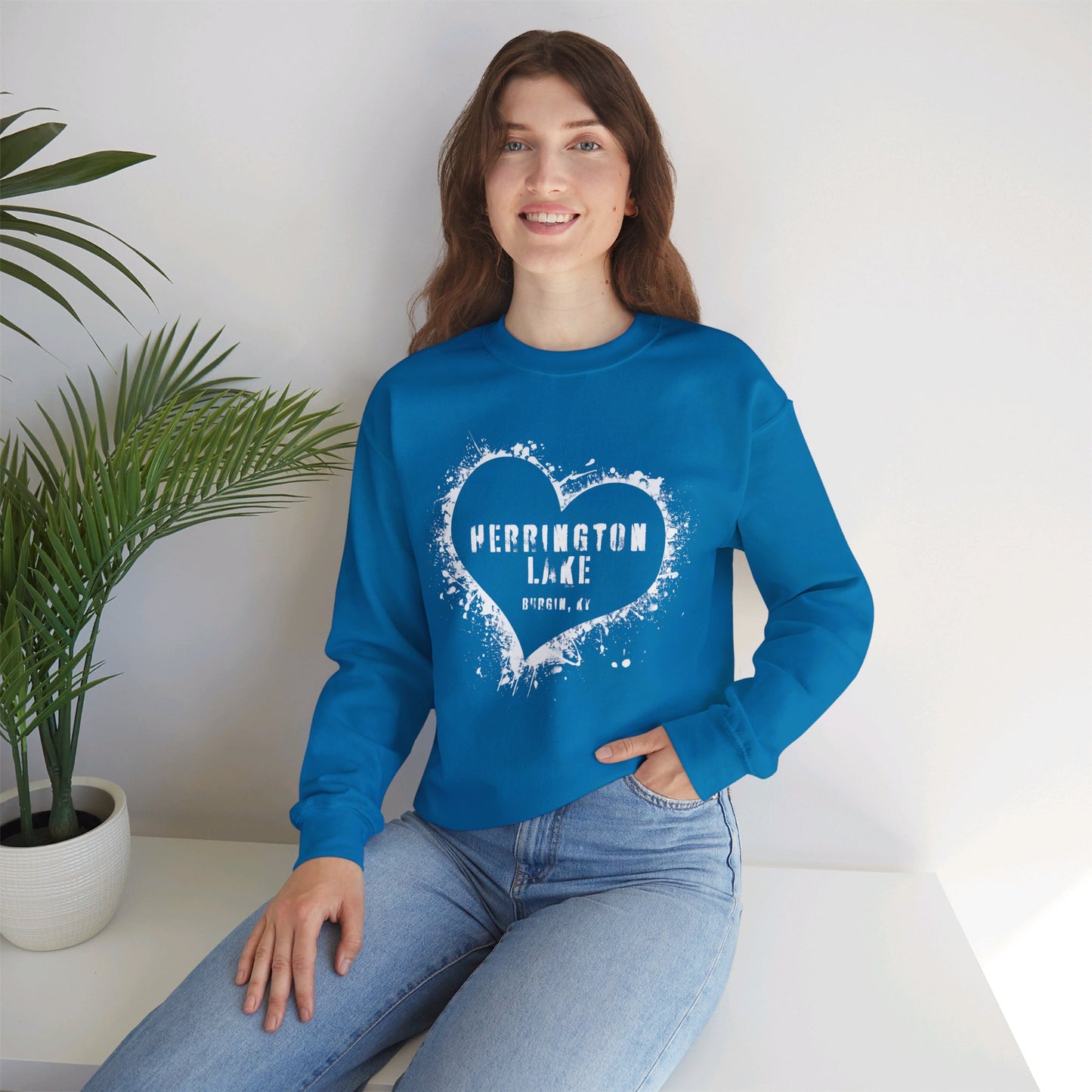 Herrington Lake Heart & Hometown Unisex Heavy Blend™ Crewneck Sweatshirt (Burgin, KY)