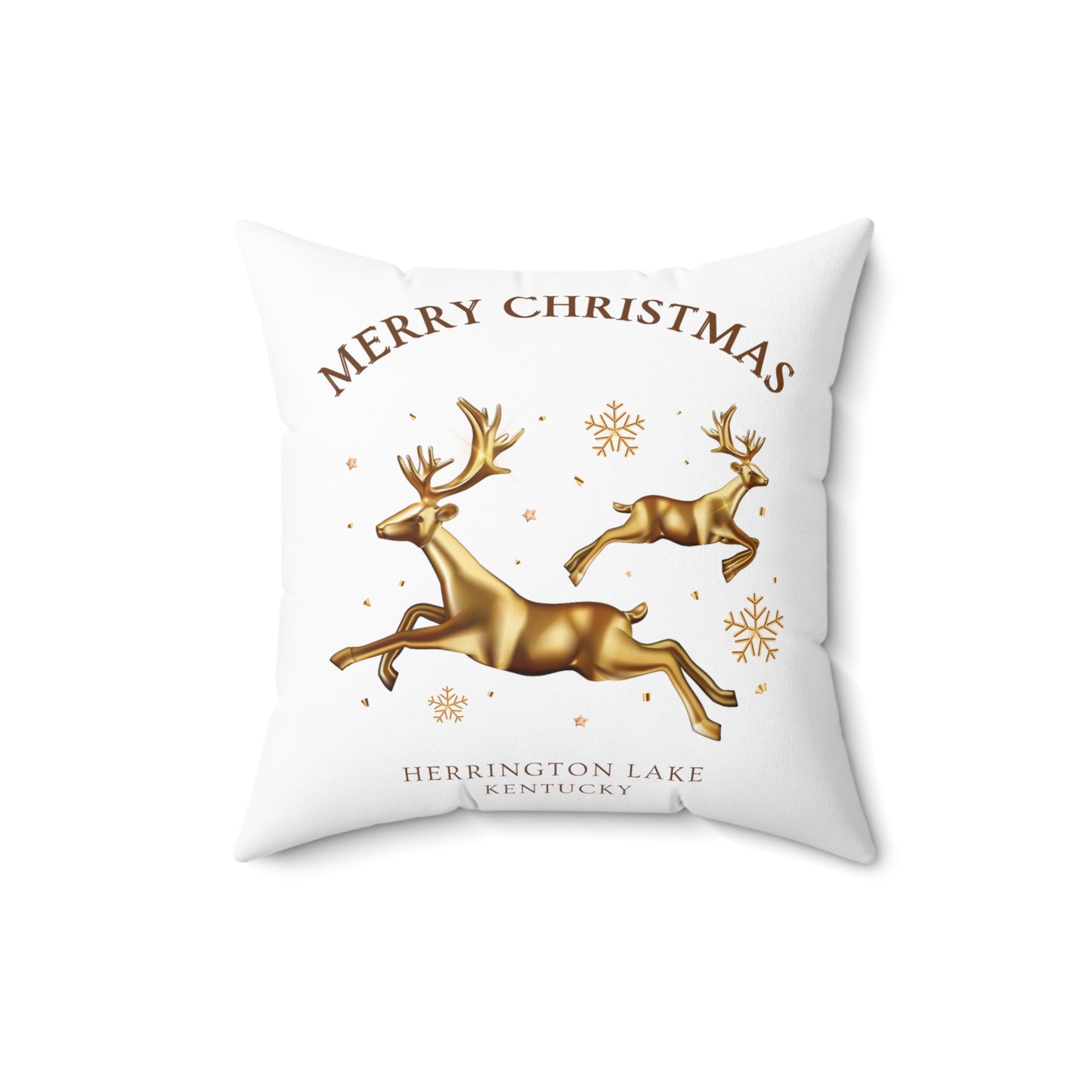 "A Golden Herrington Lake Christmas" Spun Polyester Square Accent Pillow (White)