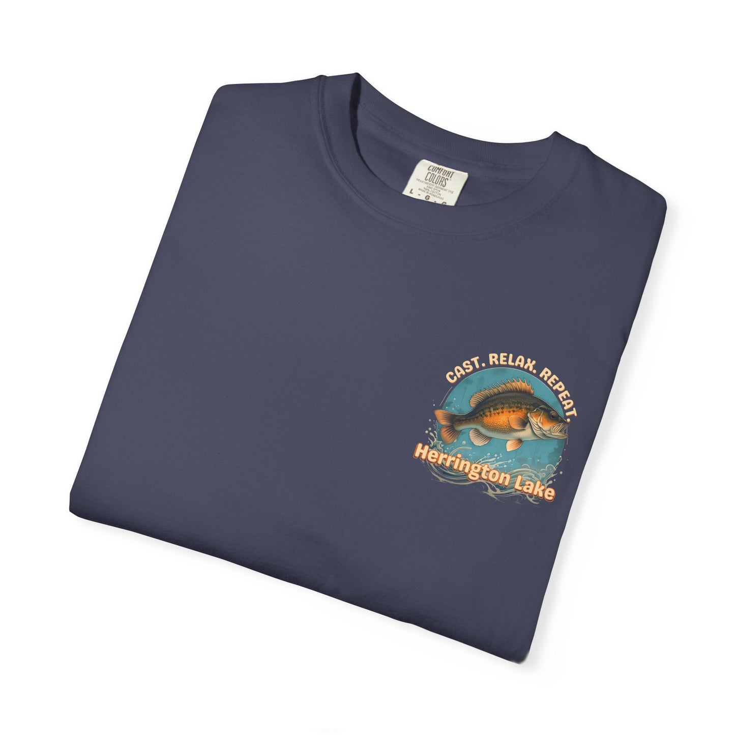 Cast. Relax. Repeat. Herrington Lake Double-Sided Premium Garment-Dyed Comfort Colors TShirt