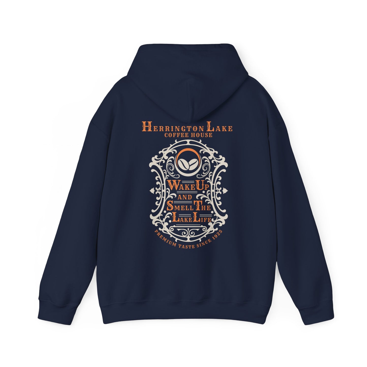 "Wake Up And Smell The Lake Life" Coffee House Collection Double-Sided Print Heavy Blend™ Hooded Sweatshirt