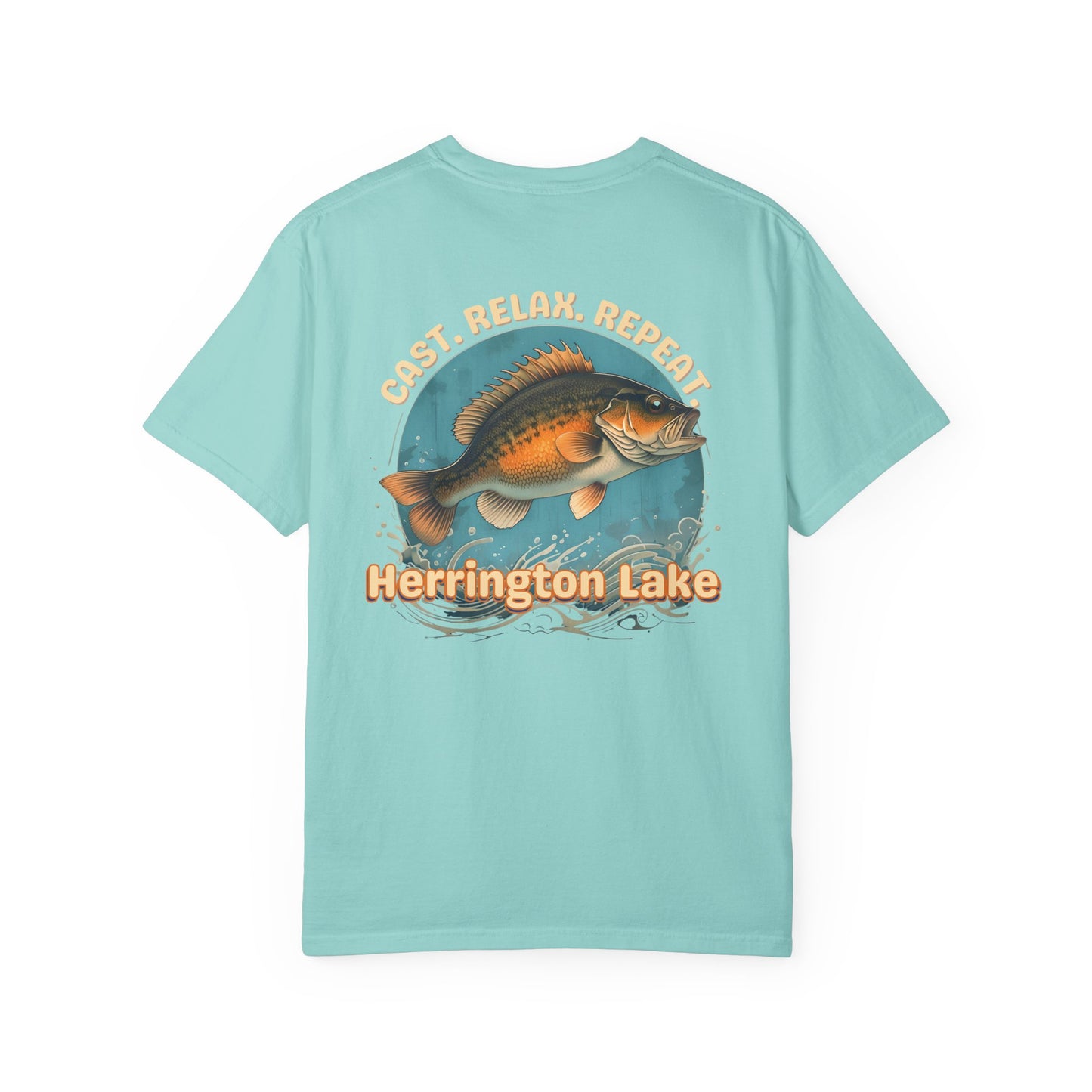 Cast. Relax. Repeat. Herrington Lake Double-Sided Premium Garment-Dyed Comfort Colors TShirt