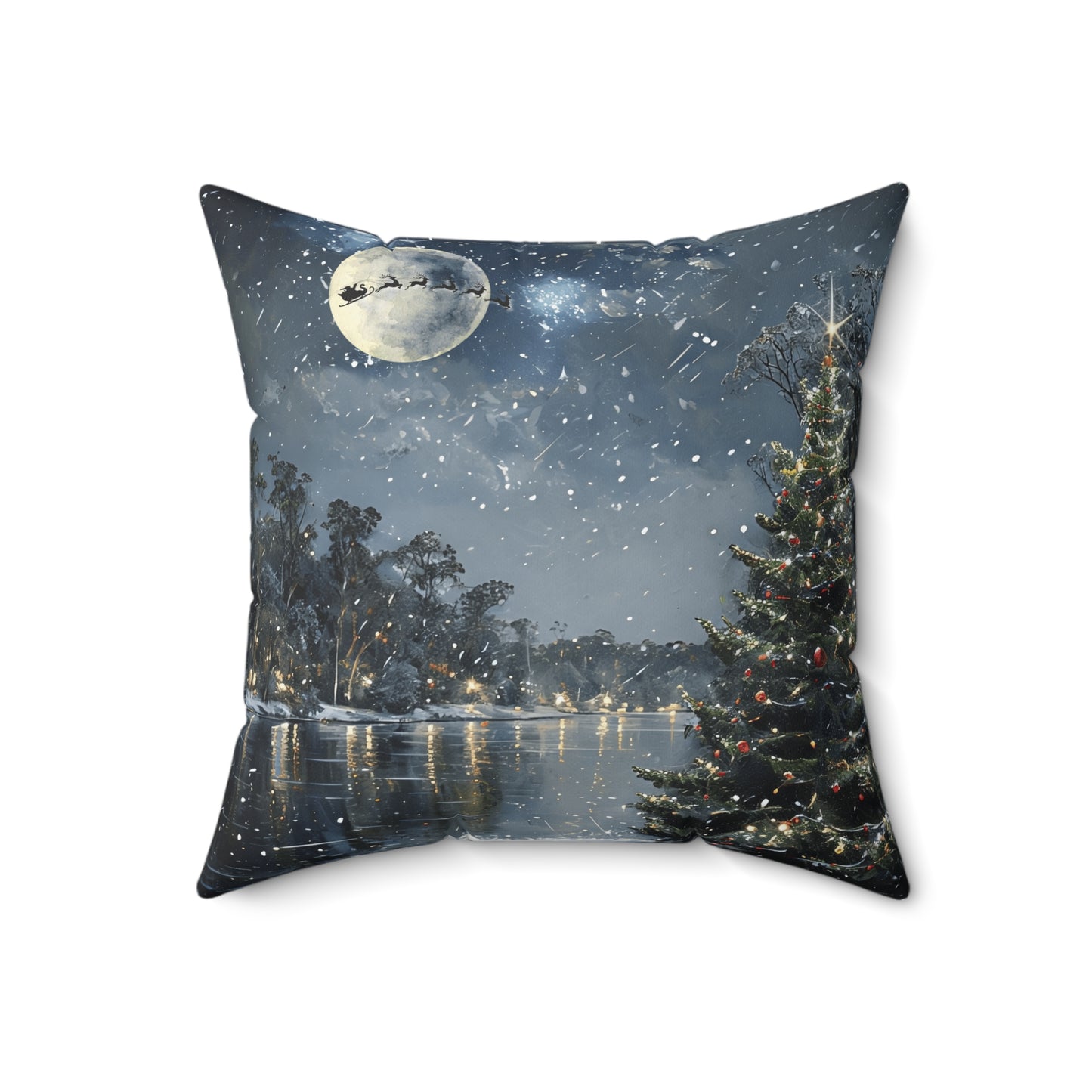"Santa Over Herrington" Spun Polyester Square Accent Pillow