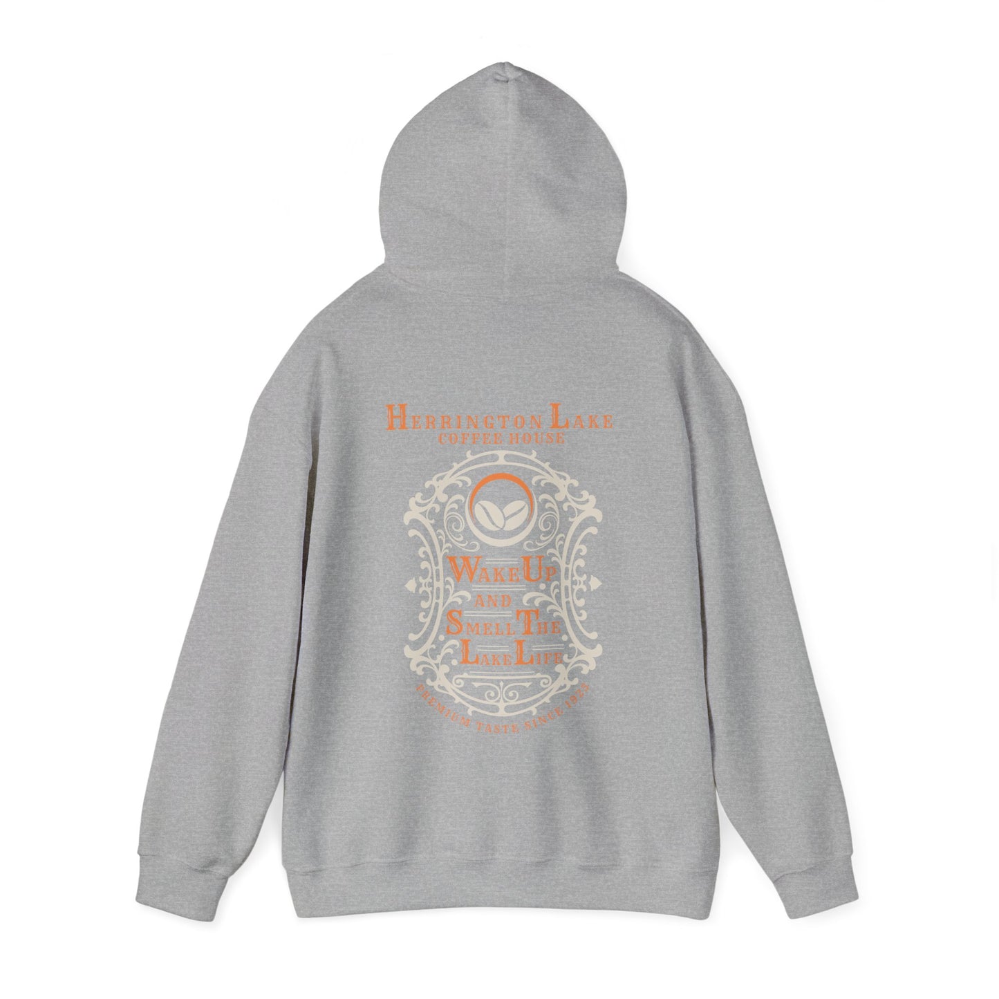 "Wake Up And Smell The Lake Life" Coffee House Collection Double-Sided Print Heavy Blend™ Hooded Sweatshirt