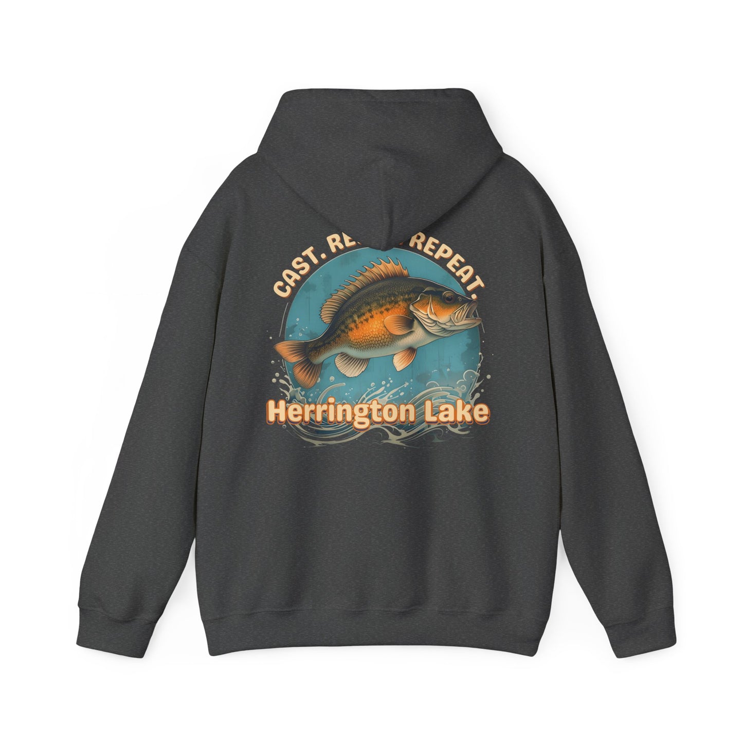 Cast. Relax. Repeat. Herrington Lake Double-Sided Unisex Heavy Blend™ Hooded Sweatshirt