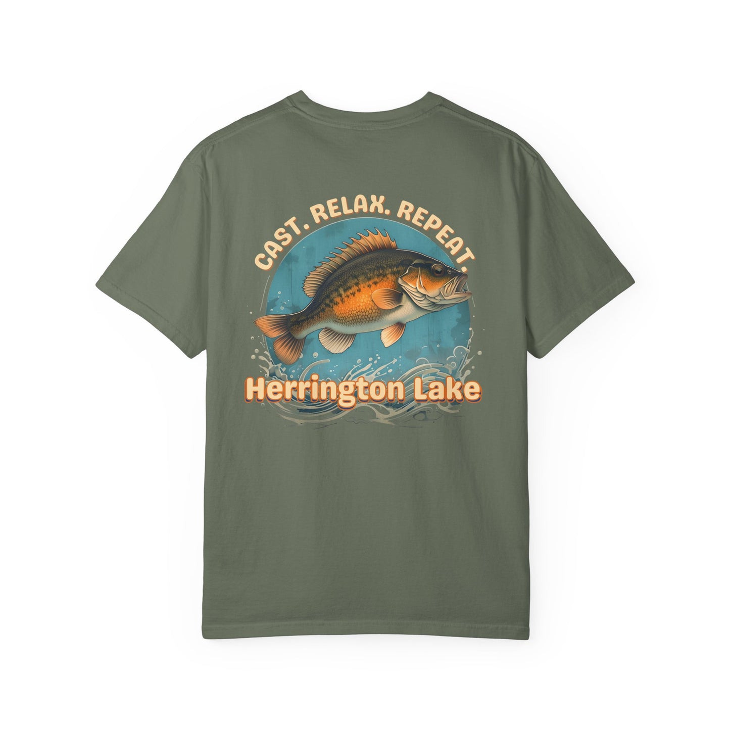 Cast. Relax. Repeat. Herrington Lake Double-Sided Premium Garment-Dyed Comfort Colors TShirt