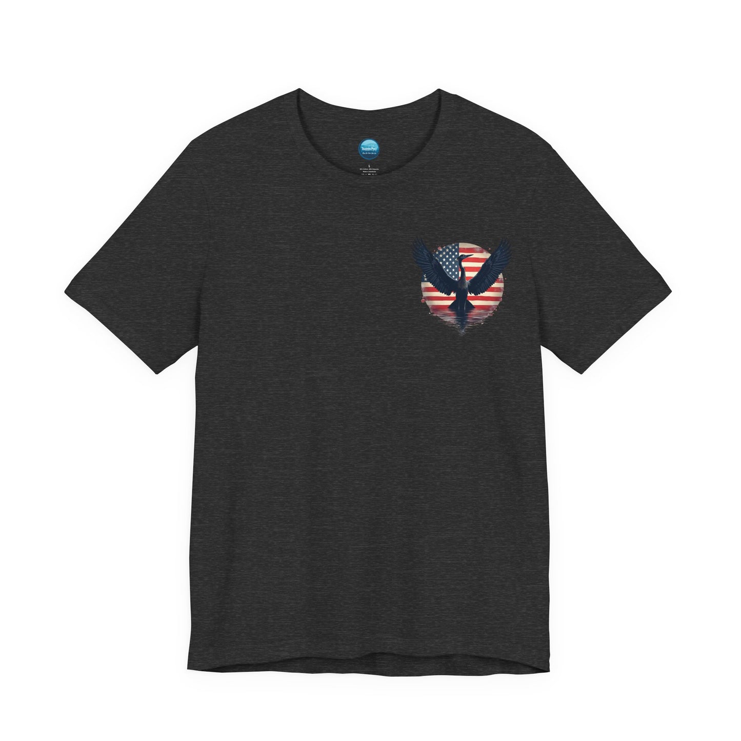 "Liberty Heron" Herrington Lake Patriots Collection Double-Sided Print Unisex Jersey Knit Cotton Short Sleeve Tee