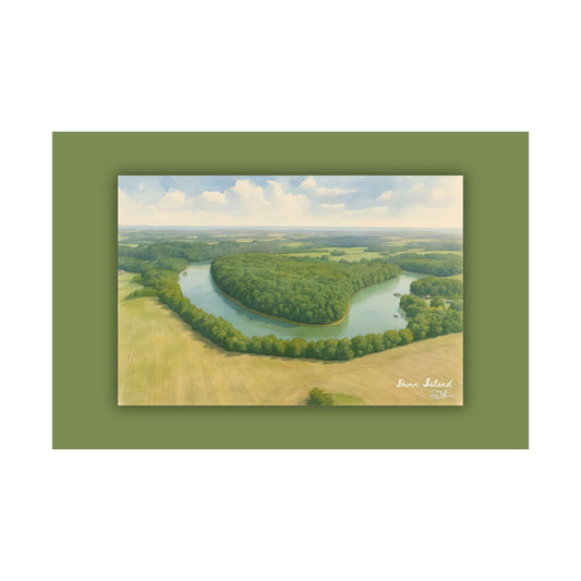 Dunn Island in Watercolor Satin Fine Art Poster Print (300gsm)