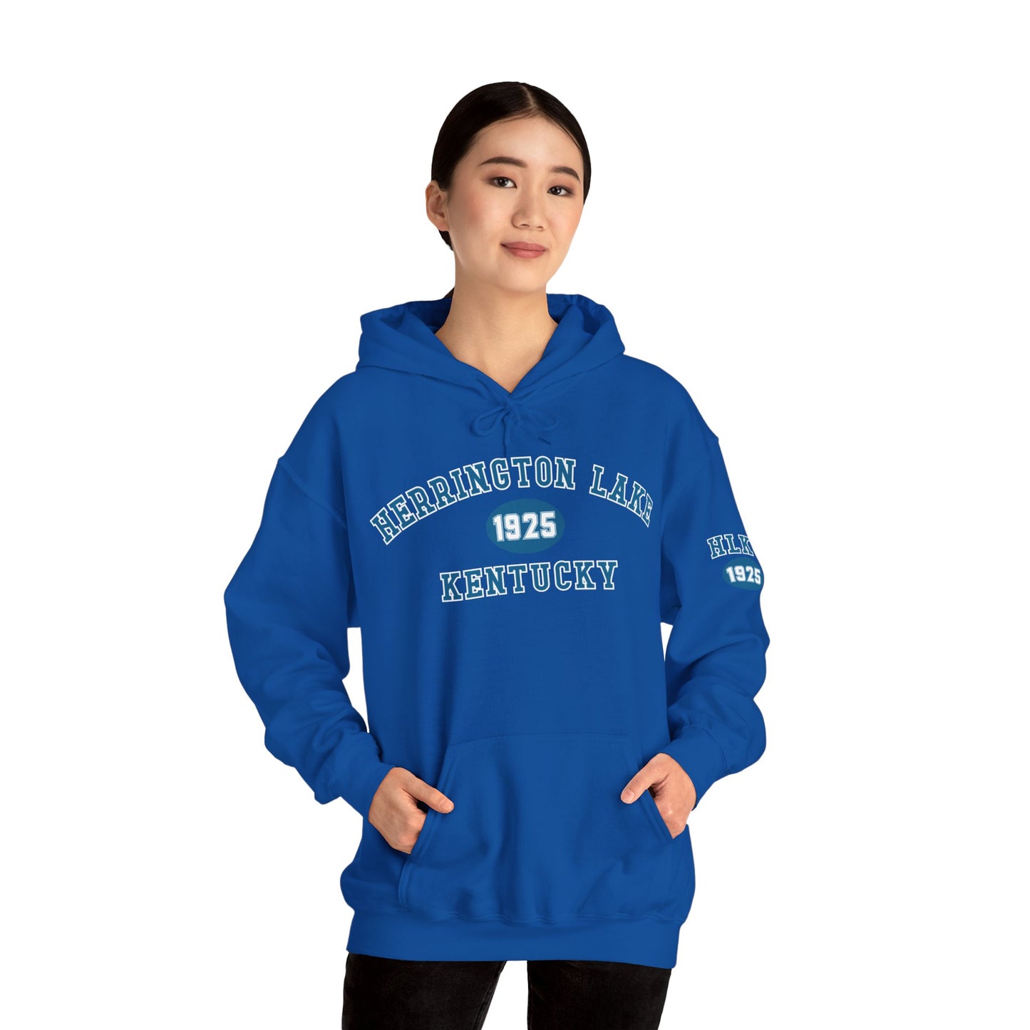 Herrington Lake Collegiate Collection Unisex Heavy Blend™ Hooded Sweatshirt w/ Printed Sleeve Accent