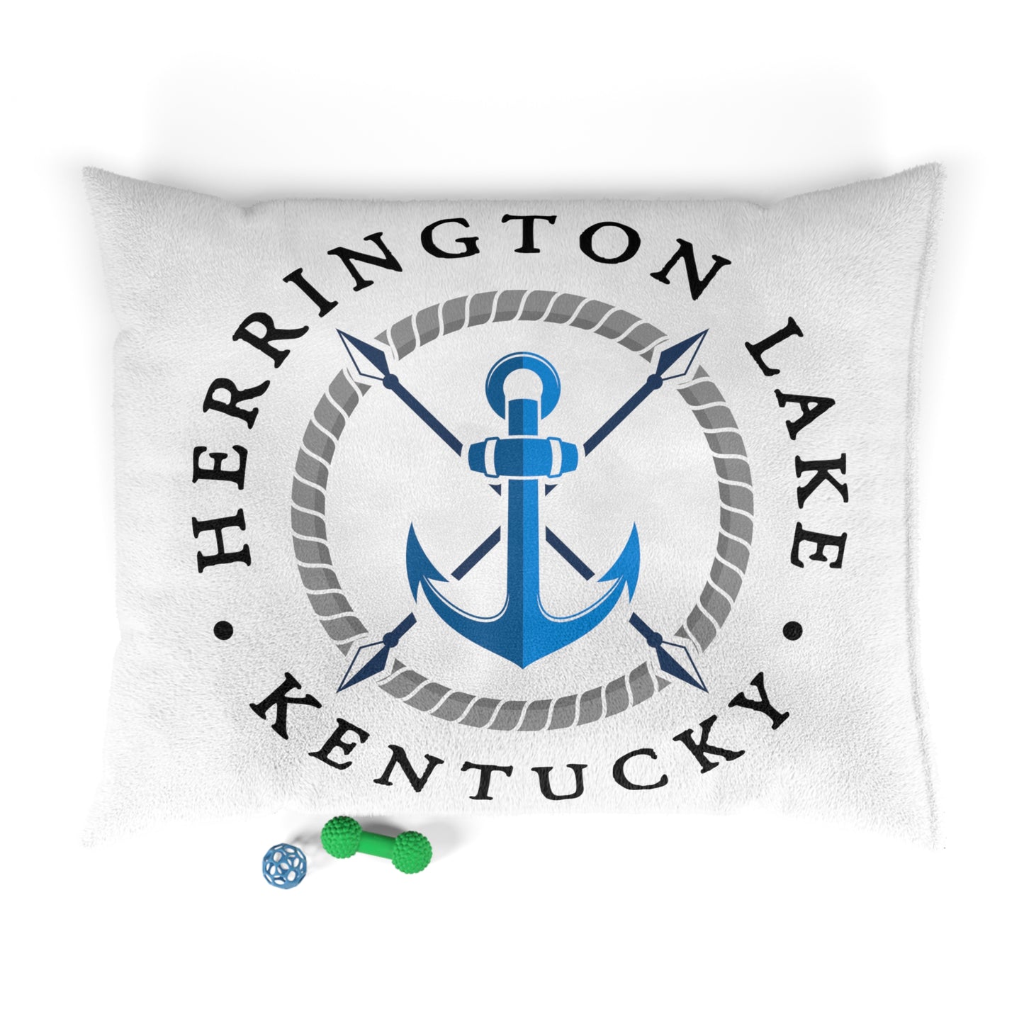 Herrington Lake Blue Anchor Pet Bed, White