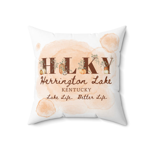 HLKY Collection Rustic Pumpkin Spun Polyester Square Accent Pillow (White)