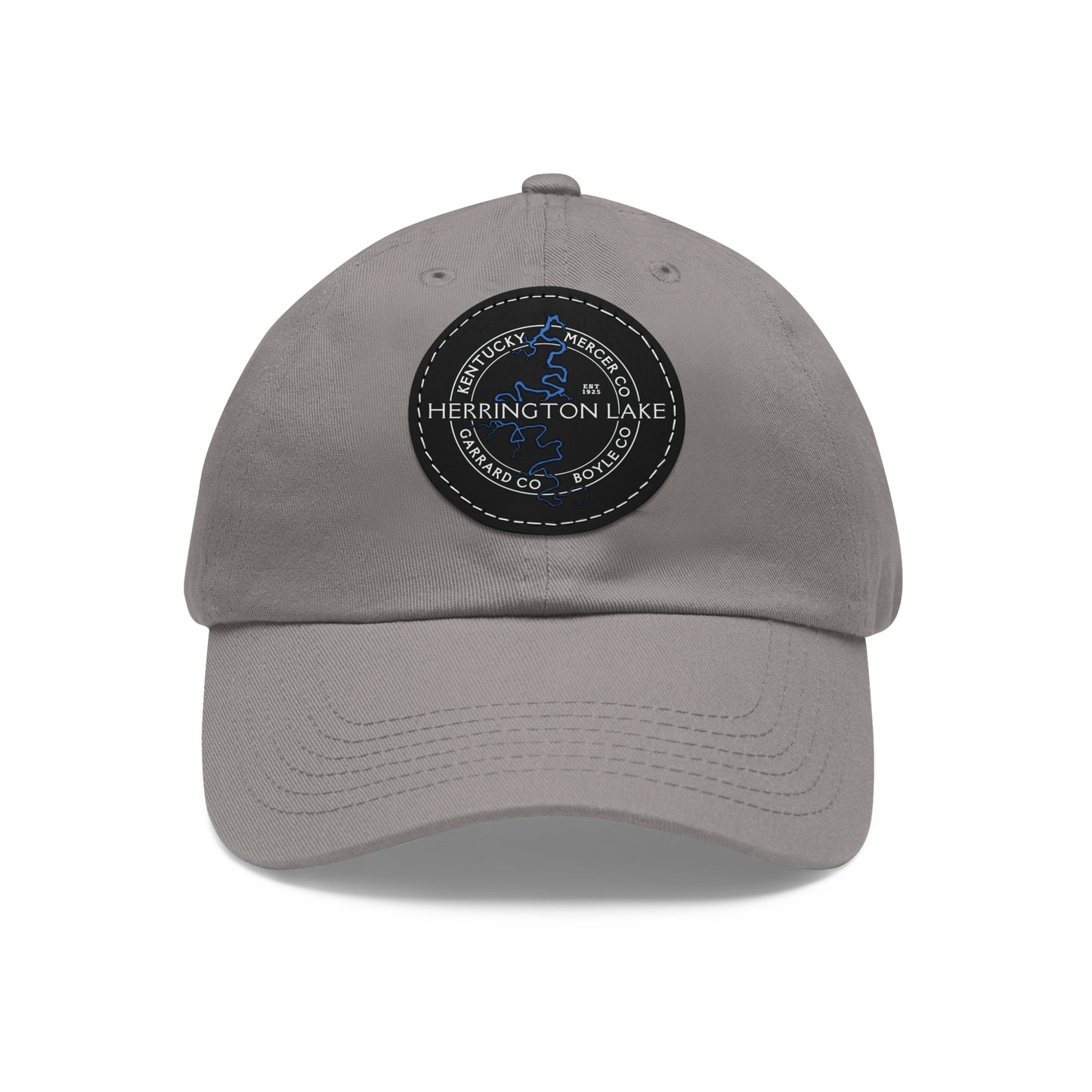 The "Classic" Herrington Lake and County Dad Hat with Leather Patch (Round)