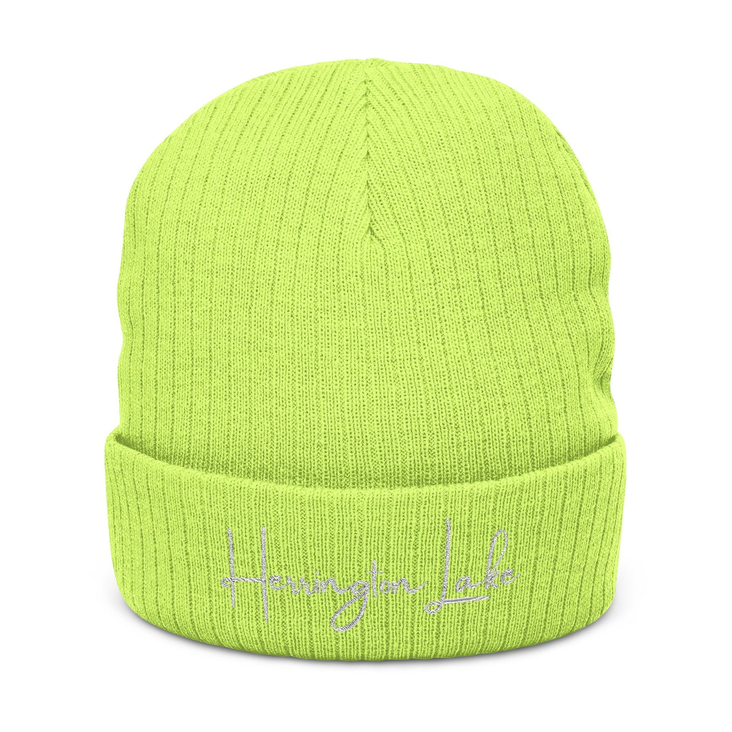 Embroidered Herrington Lake Scipt Logo Ribbed Knit Beanie
